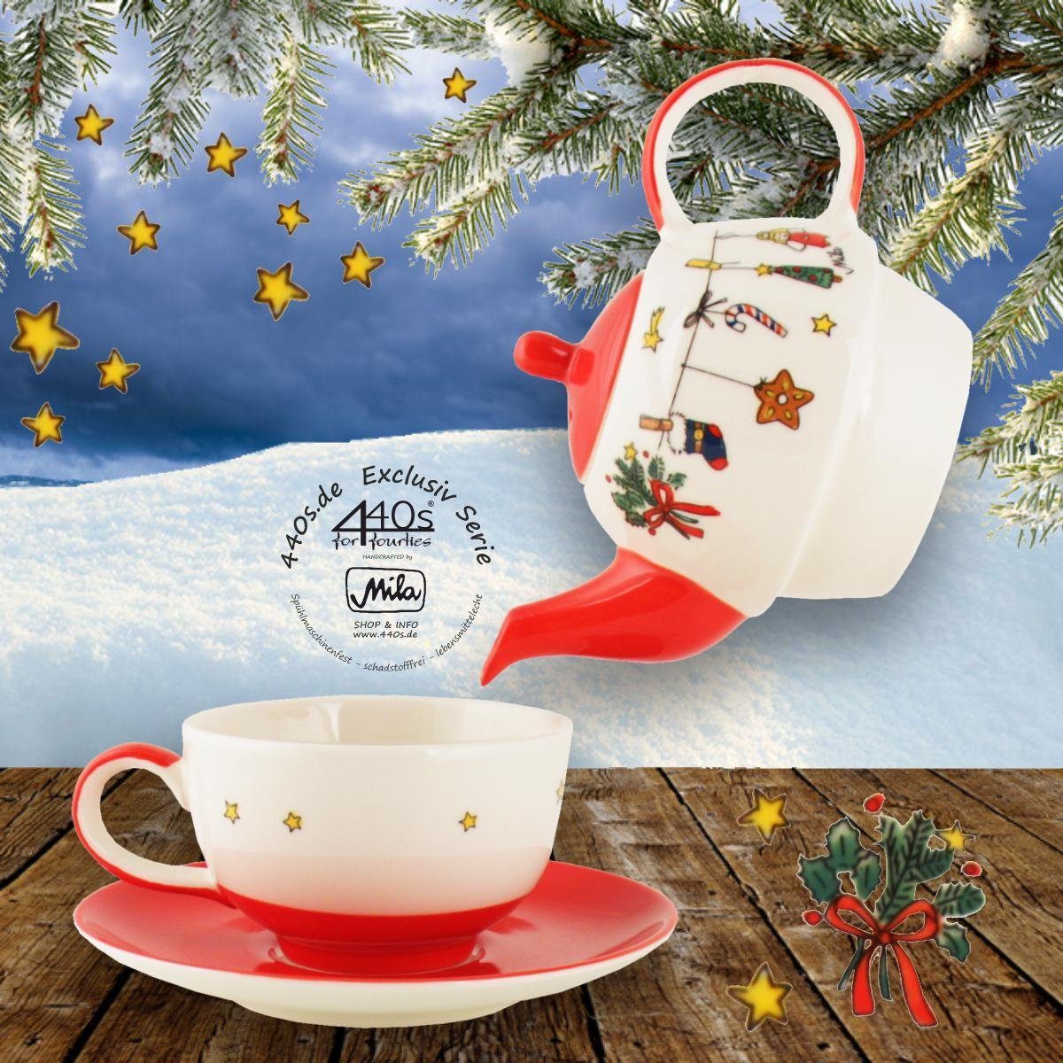 Mila Teekanne 440s-Exklusiv Mila Keramik One Tee-Set l, Tea for Es (Set) 0.4 Weihnachtet sehr