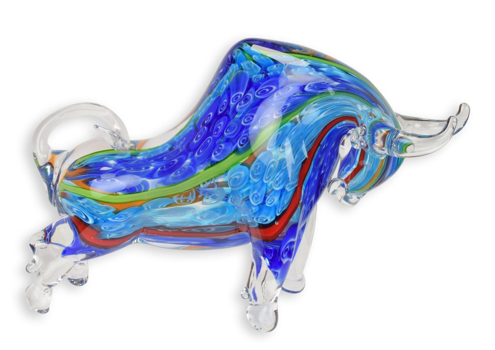 Aubaho Dekoobjekt Eine Glasfigur im Murano-Stil, die einen Stier darstellt Replikat Retr