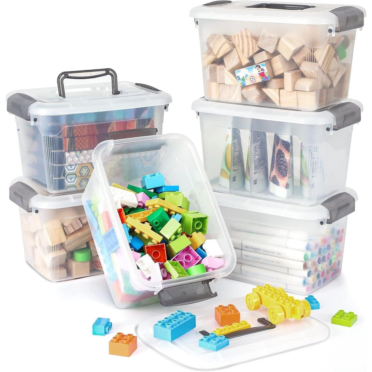 Küchenorganizer-Set 6er-Set 5L Aufbewahrungsbox Transparent mit Griff und