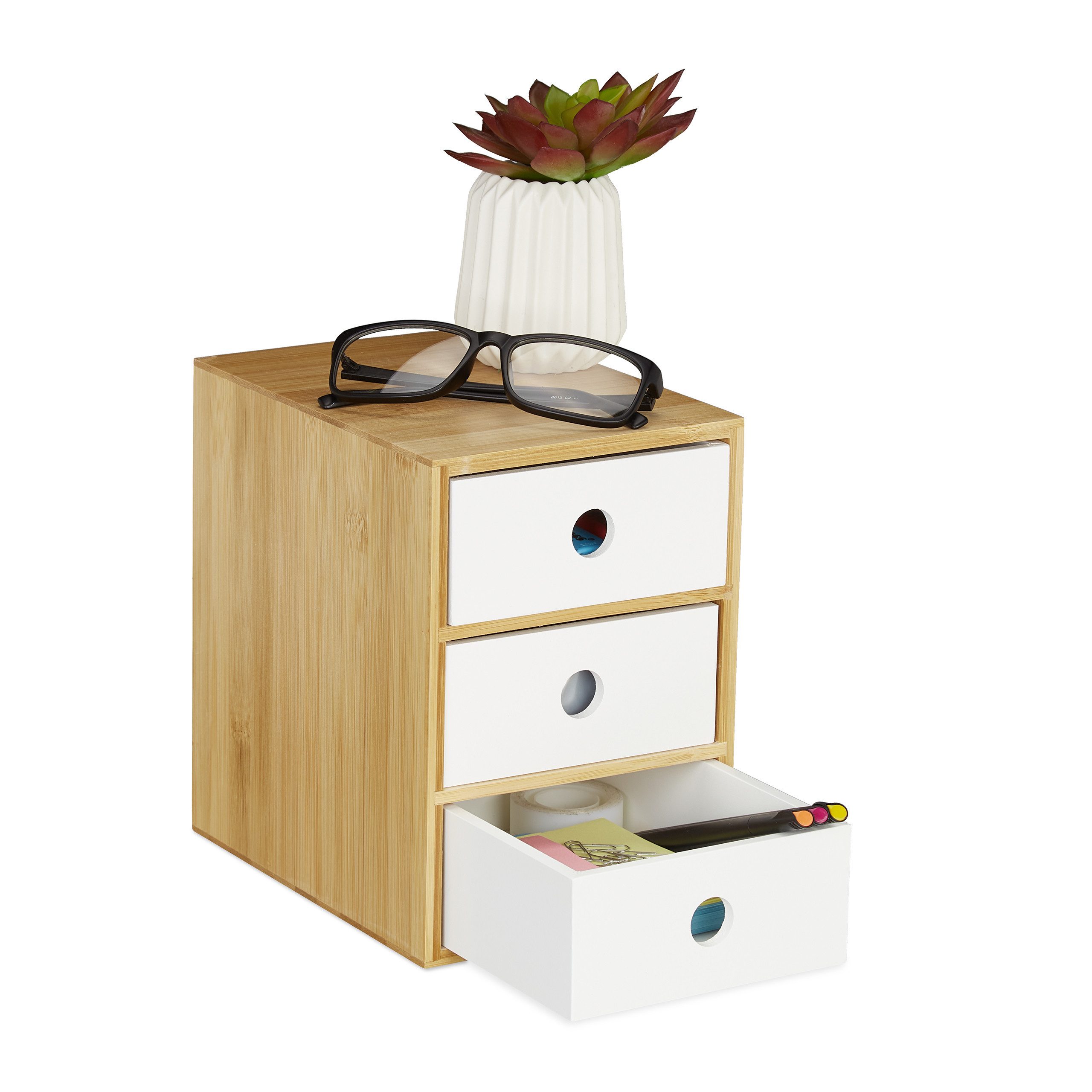 relaxdays Schreibtischaufsatz Schreibtisch Organizer 3 Schubladen, günstig online kaufen