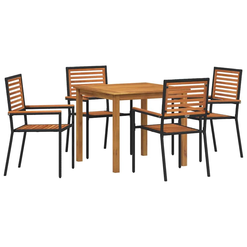Gartenlounge-Set Garten Essgruppe 5 pcs Schwarz Massivholz