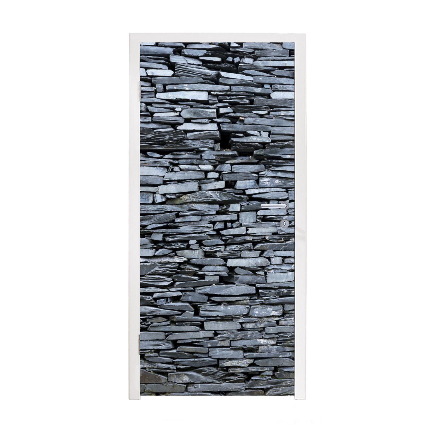 Grau cm bedruckt, Matt, Fototapete Tür, Türaufkleber, für Steinmauer, 75x205 MuchoWow St), (1 Türtapete gefärbte
