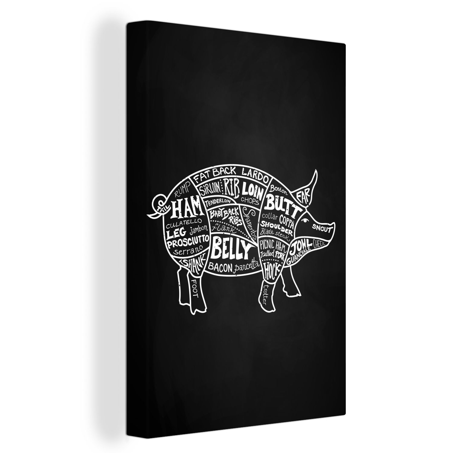 OneMillionCanvasses® Leinwandbild Schwein - Fleischer - Fleisch, (1 St), Leinwandbild fertig bespannt inkl. Zackenaufhänger, Gemälde, 20x30 cm