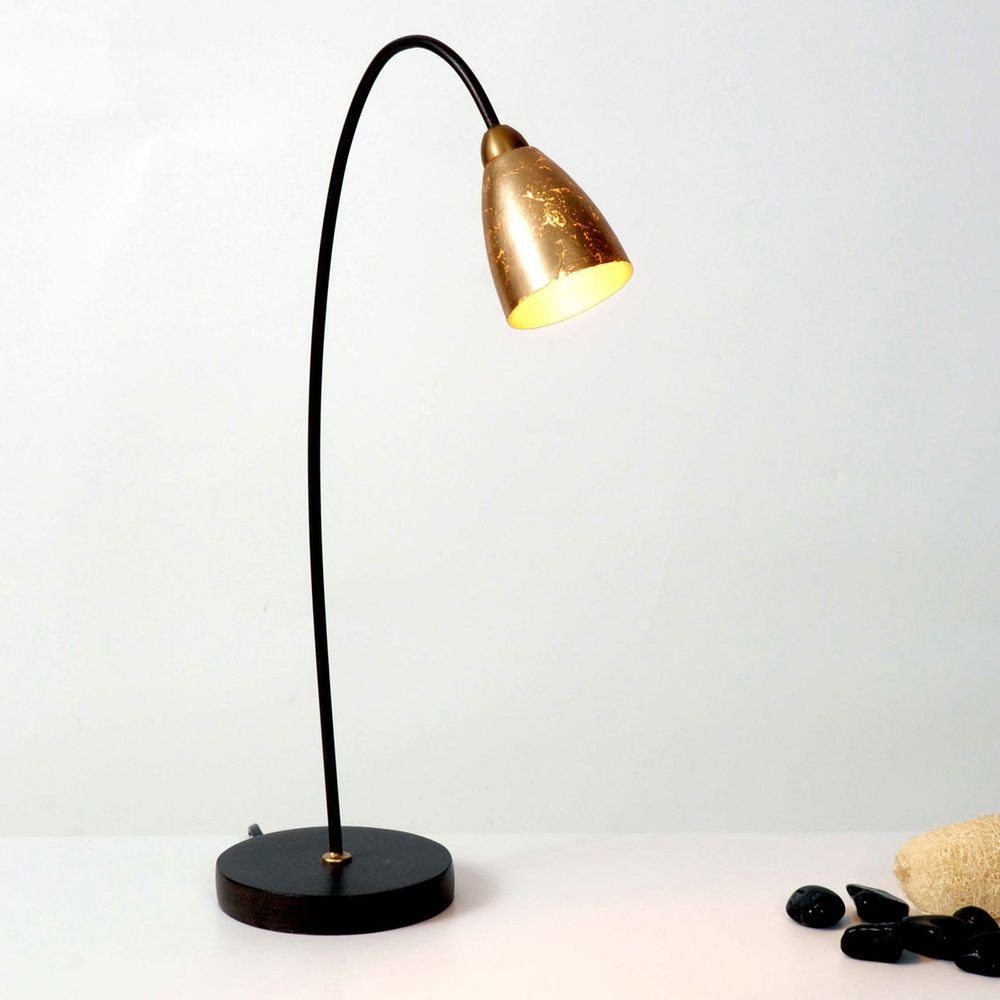 Holländer Tischleuchte Alice Glas Gold Braun, Gold, Schwarz