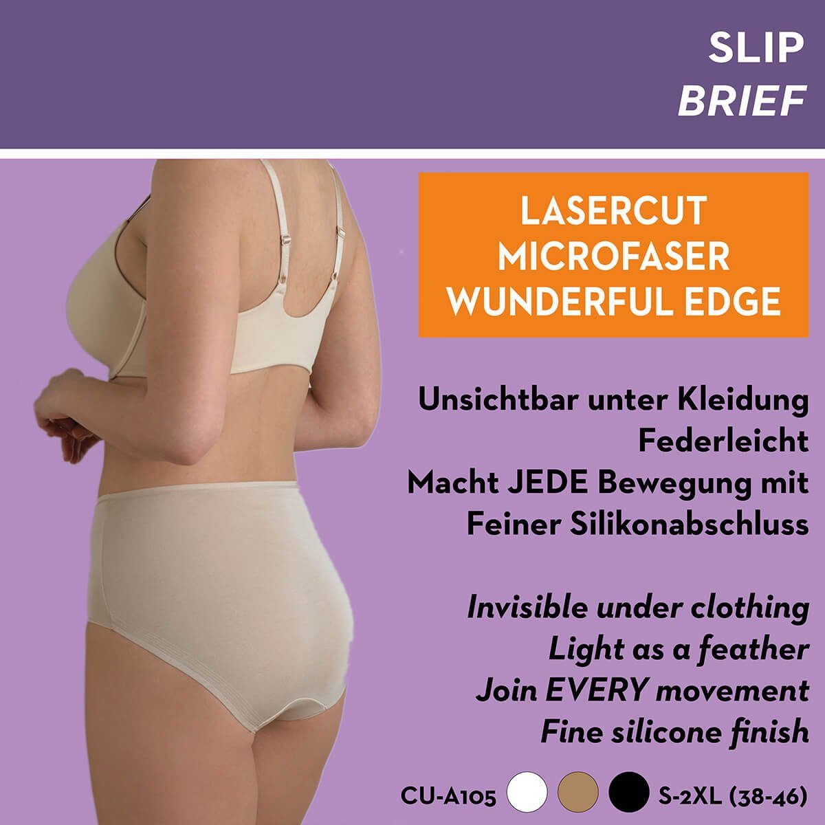 Naomi & Nicole Slip A105 Nahtloser und sehr leichter Slip mit patentierten Silikonabschluss