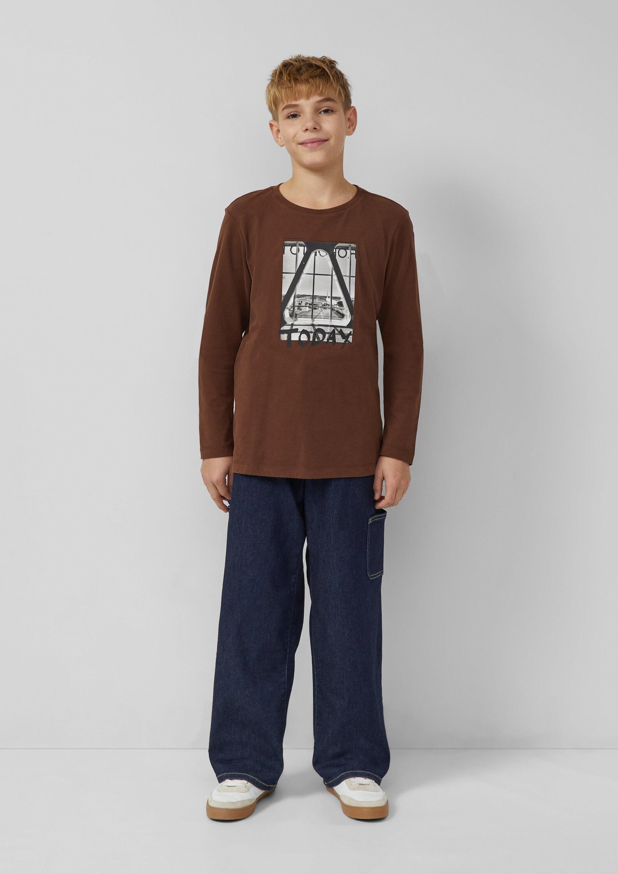 s.Oliver Langarmshirt T-Shirt Langarm-Jersey-Shirt mit Frontprint – Bild 3 von 4