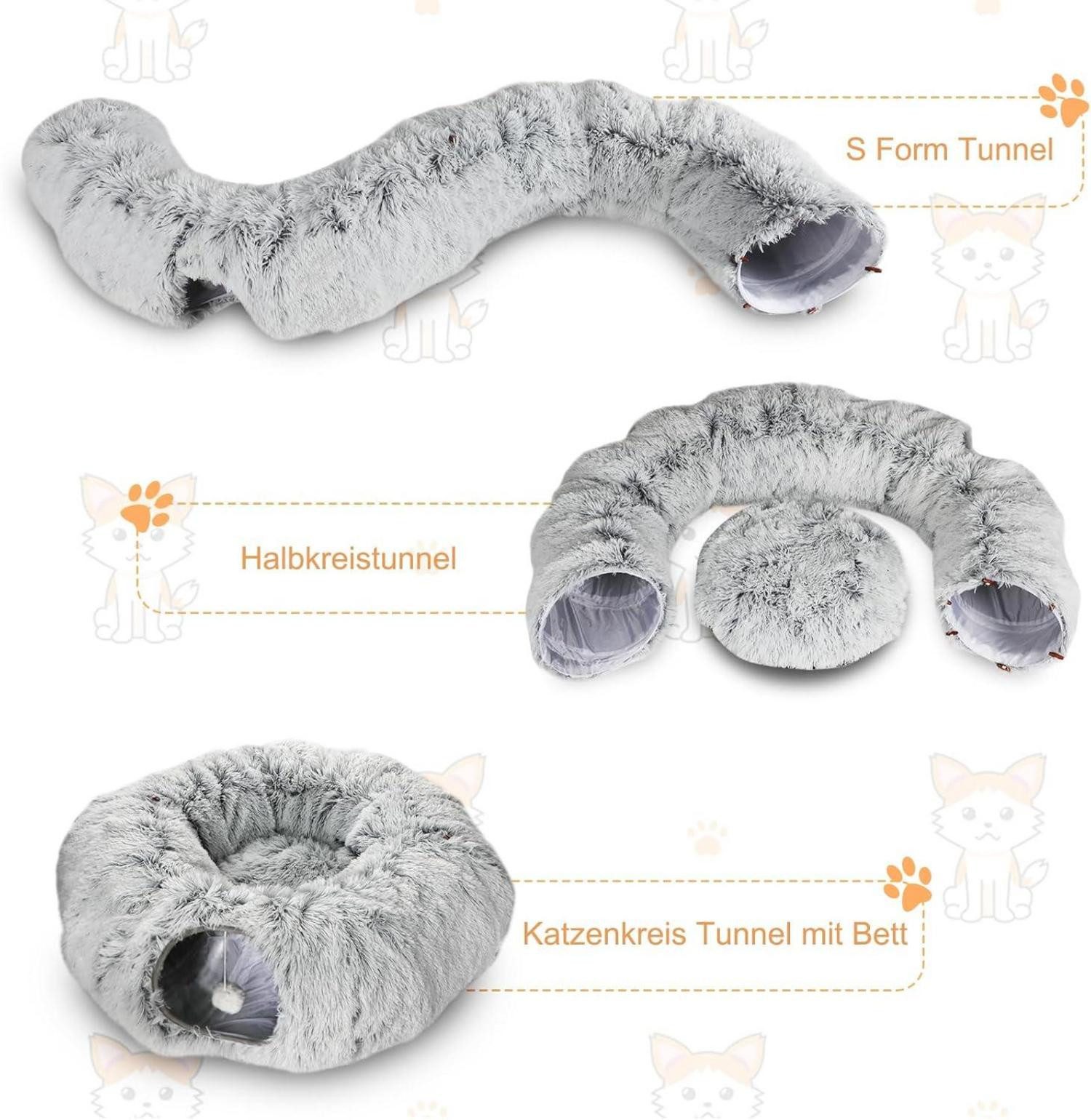 LuxusKollektion Katzenkäfig Plüsch Katzentunnel mit Katzenbett günstig online kaufen