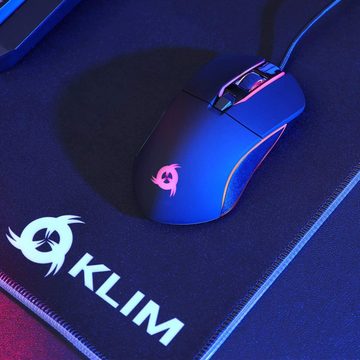 KLIM »Aim black« Gaming-Maus (kabelgebunden, RGB Computermaus für Rechts- und Linkshänder)