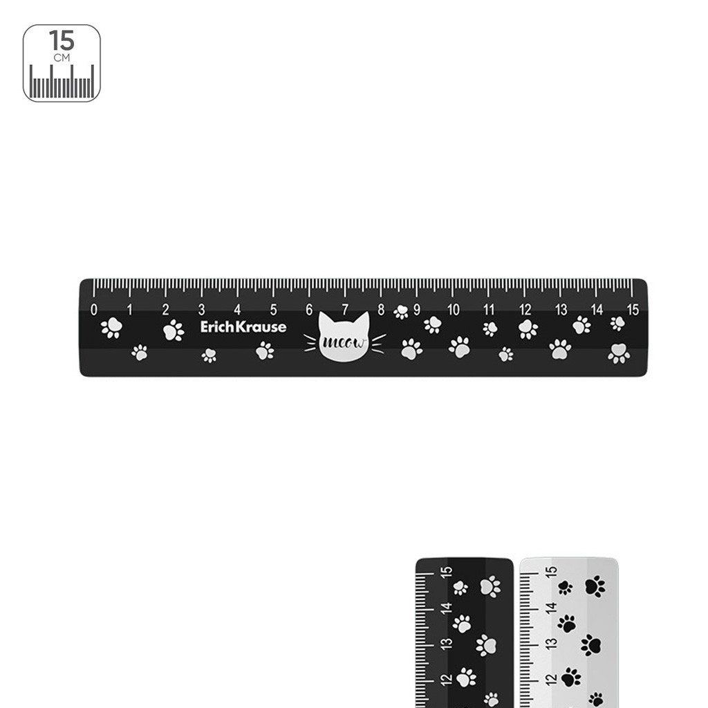 Erich Krause Lineal, Lineal 15cm Kunststoff 1 Stück Schwarz / Weiß sortiert
