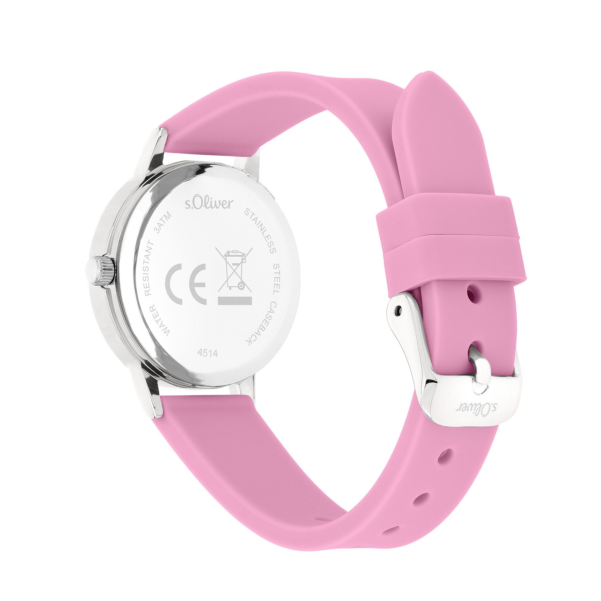 s.Oliver Quarzuhr The Twinkle Fun SO-4514-PQ, Armbanduhr, Silikonarmband, Kinderuhr, Mädchen, analog