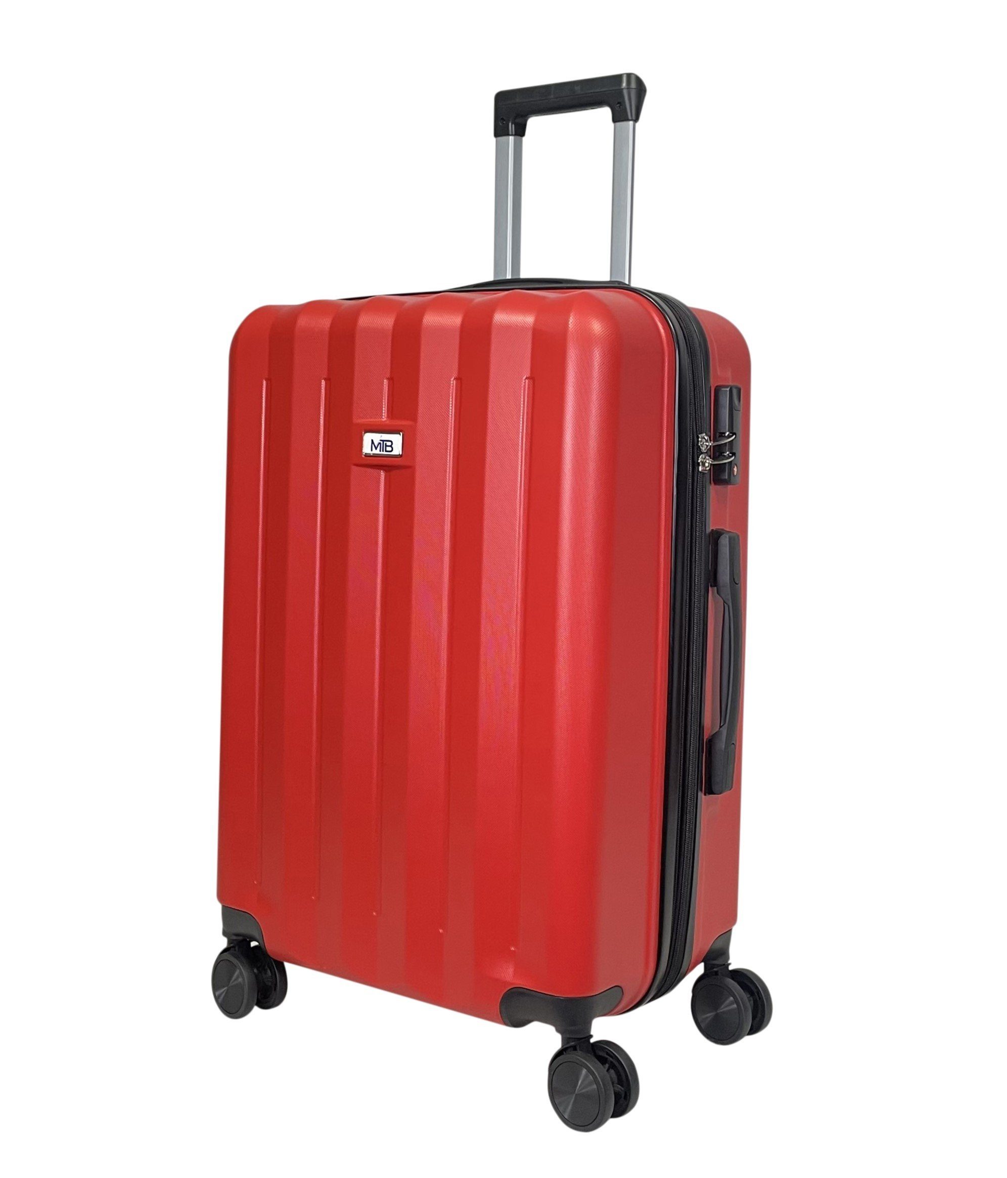 MTB Koffer Hartschalen ABS Reisekoffer erweiterbar (Handgepäck-Mittel-Groß-Set) Rot
