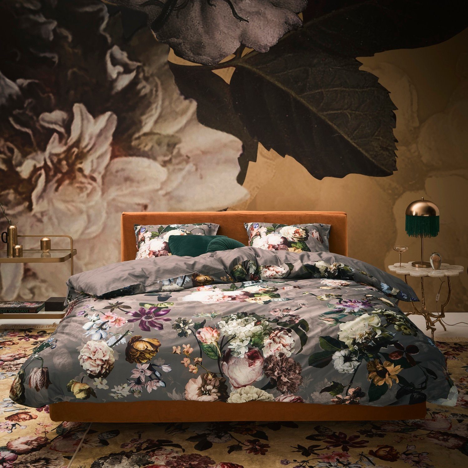 Essenza Bettwäsche Fleur Taupe Satin, Satin, 2 teilig, Geblümt, Rosen, Lilien