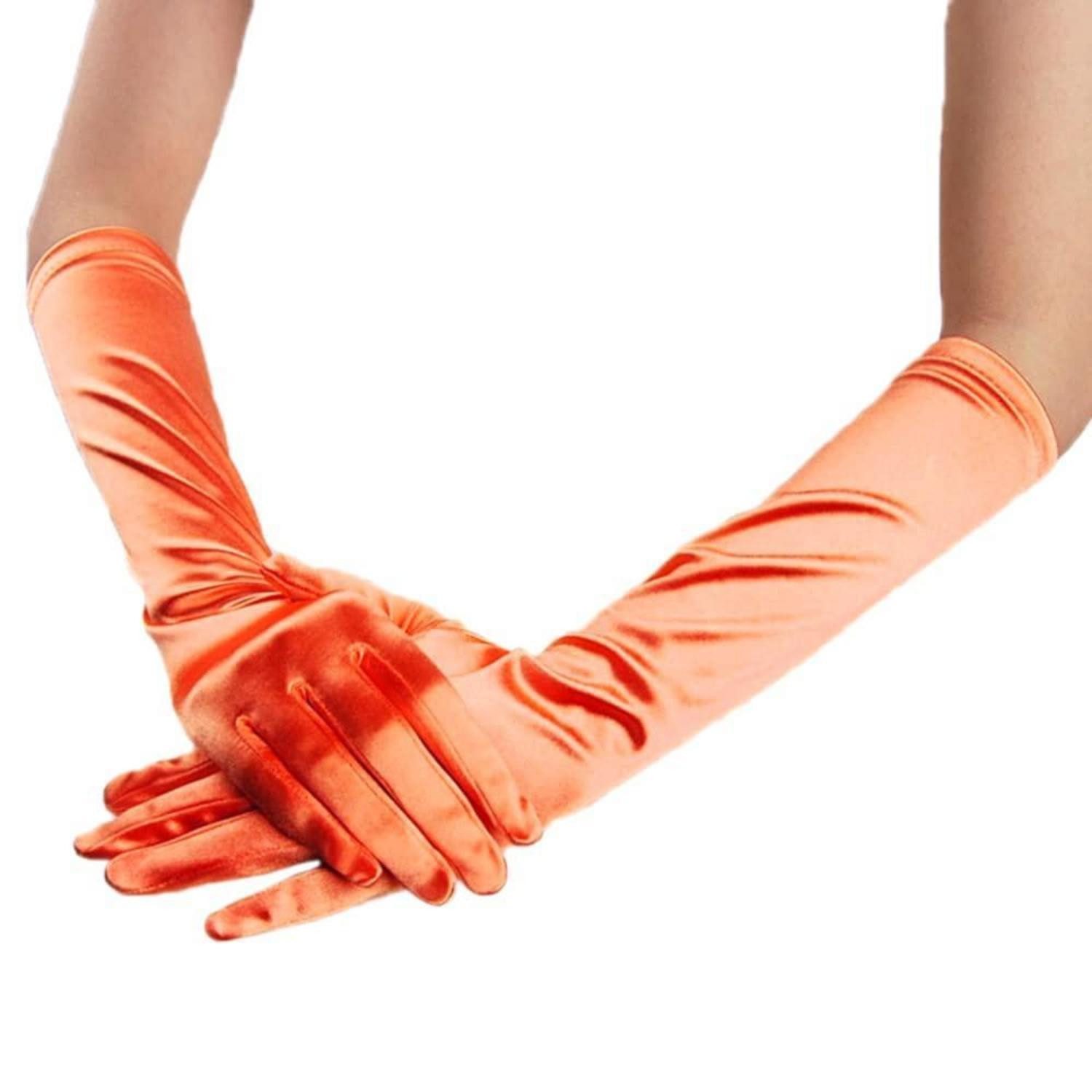LuxusKollektion Kostüm Damen Handschuhe mittel lang orange mittel lang