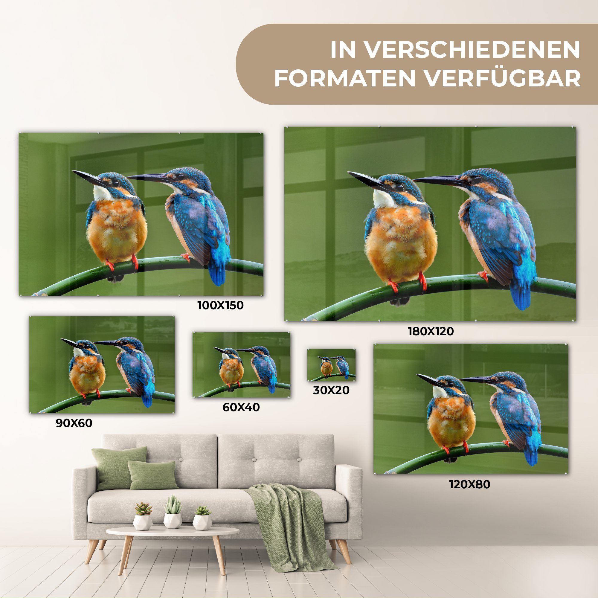 MuchoWow Schilf & St), Acrylglasbild Liebe (1 Wohnzimmer Acrylglasbilder - Eisvogel, Schlafzimmer -