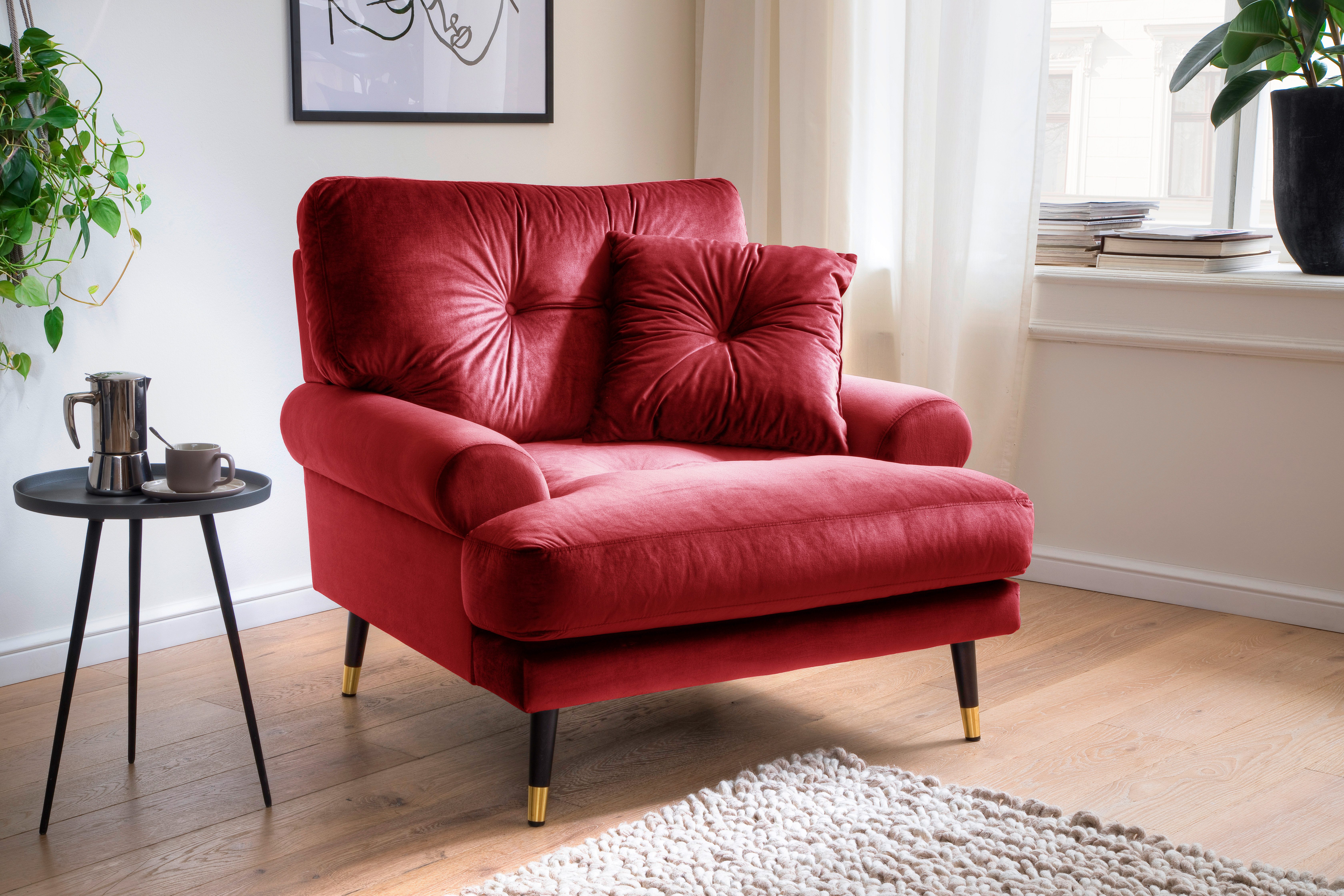 Trends by HG Loungesessel TOKIO, in Microfaser mit hochwertigem Holz/Metallfuß