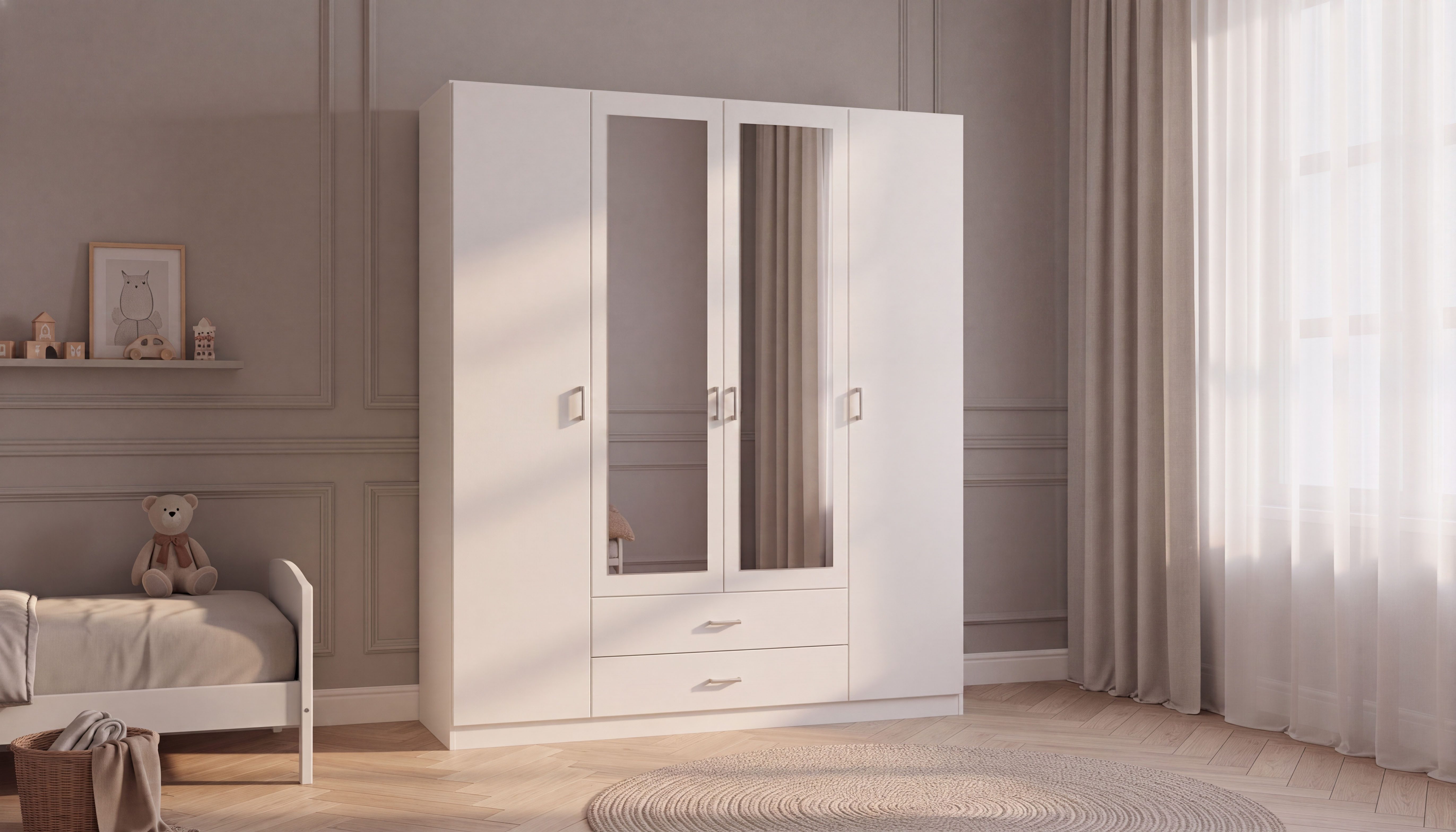 rauch Kleiderschrank Schrank Garderobe Ankleide GAMMA Breiten 181/271 cm (in 3 Ausstattungen BASIC/CLASSIC/PREMIUM (inkl. SOFT-CLOSE-Funktion) mit Spiegel TOPSELLER MADE IN GERMANY