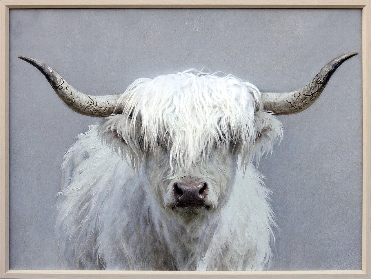 ArtUniverse Gemälde Leinwandbild Kunstfell Fluffy Longhorn 60 x 80 cm, Tiermotiv