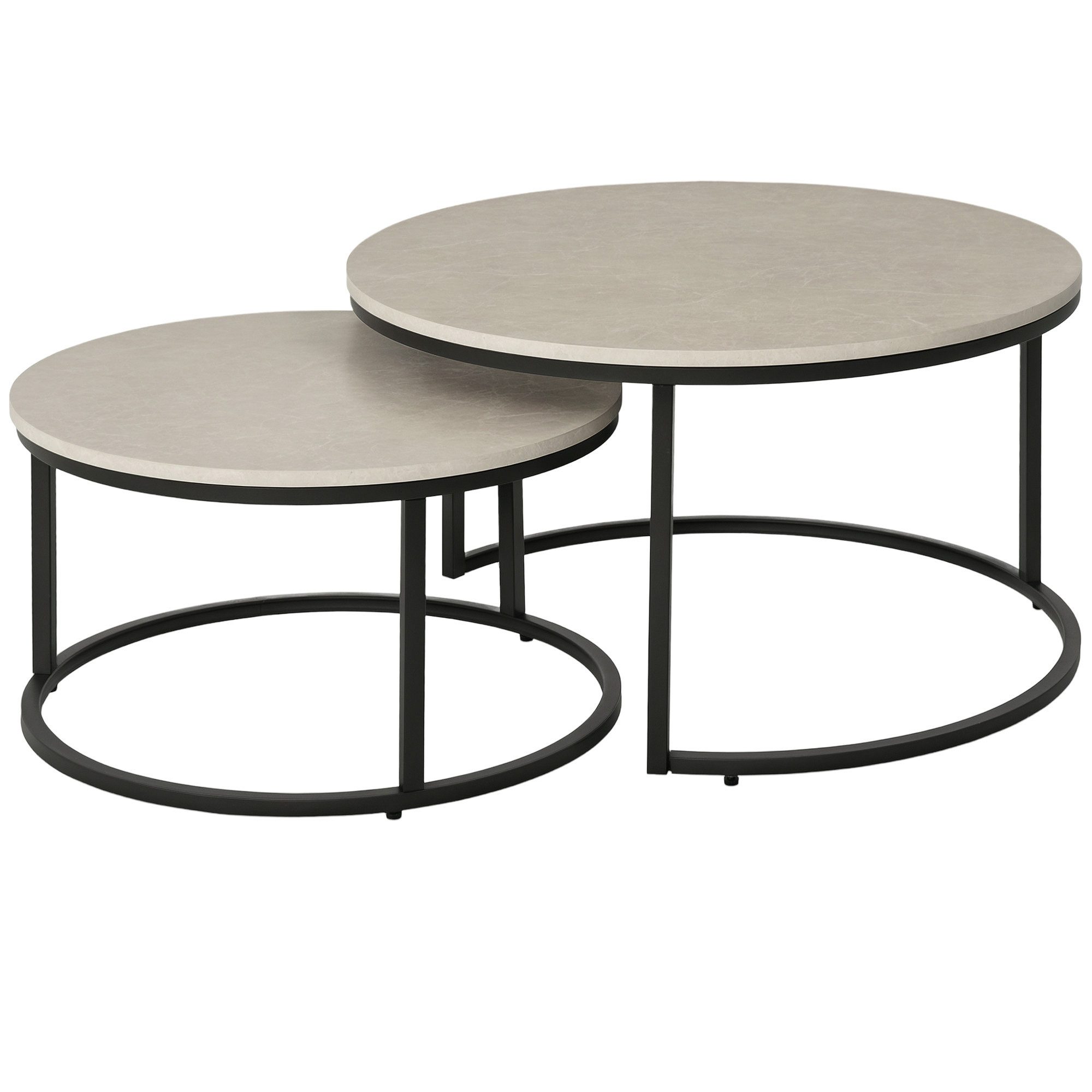 HOMCOM Couchtisch 2er-Set Beistelltisch mit Metallgestell stapelbar (Sofati günstig online kaufen