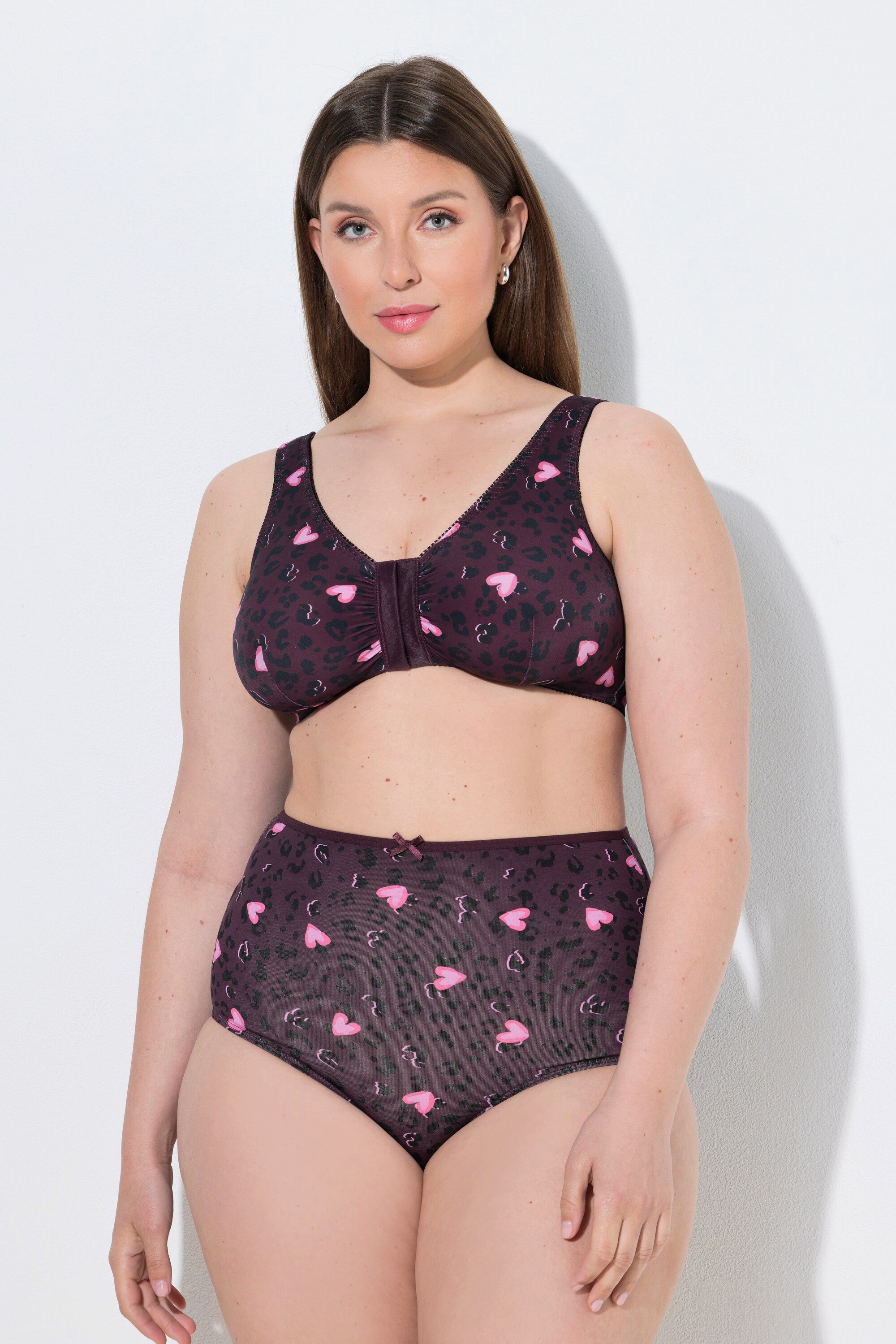 Ulla Popken Bustier Bustier Leomuster/Herzen Vorderverschluss