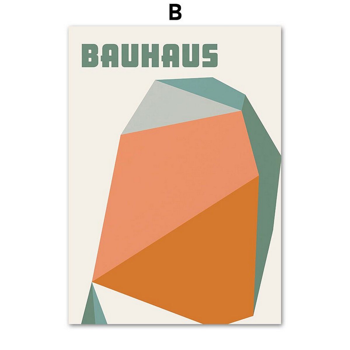 TPFLiving Kunstdruck (OHNE RAHMEN) Poster - Leinwand - Wandbild, Bauhaus - (Geometrische Formen), Farben: braun, orange, grün und beige - Größe 10x15cm