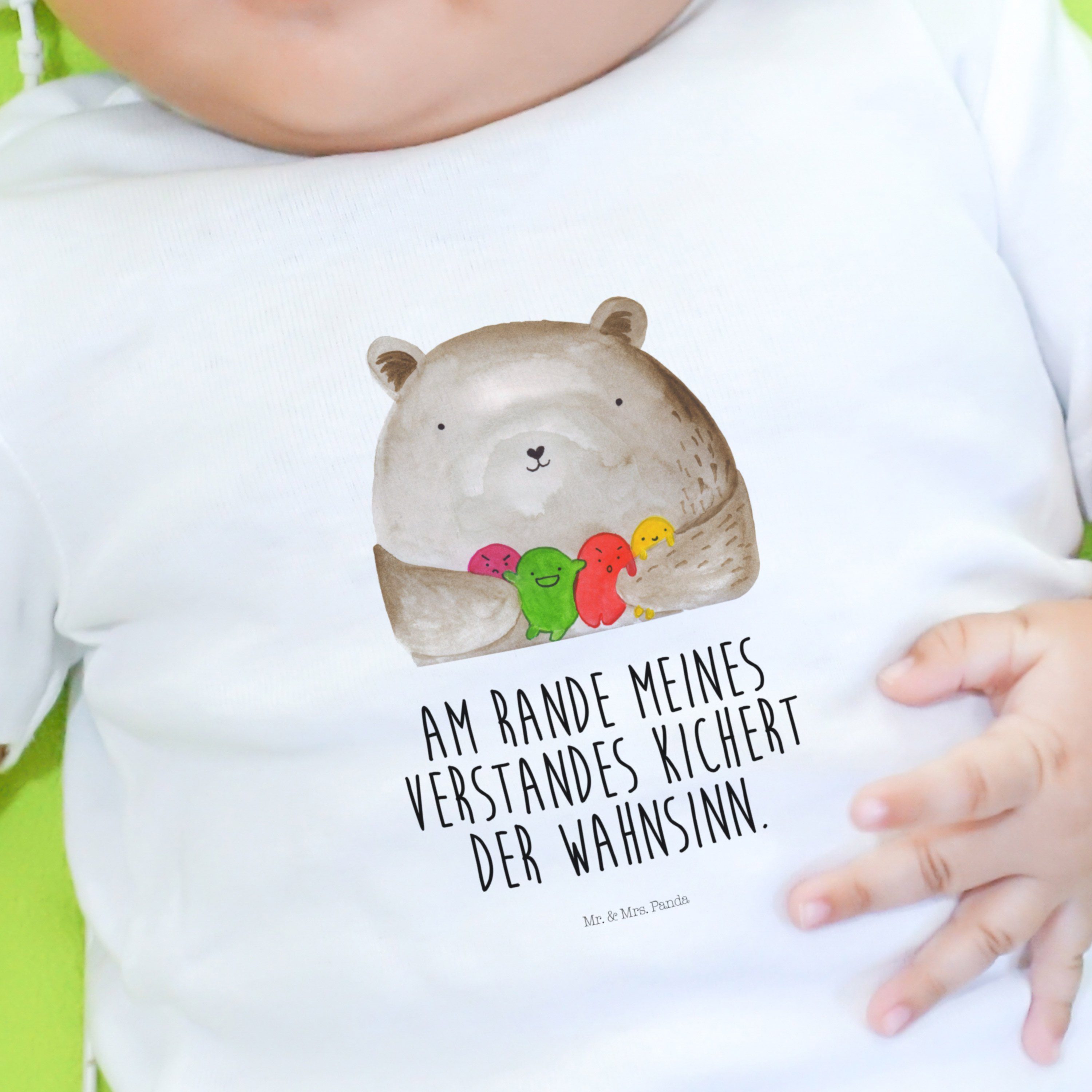 Mr. & Mrs. Panda - Gefühl Bär (1-tlg) Kle - Geschenk, Weiß Durchgedreht, Langarm, Strampler Teddy, Baby
