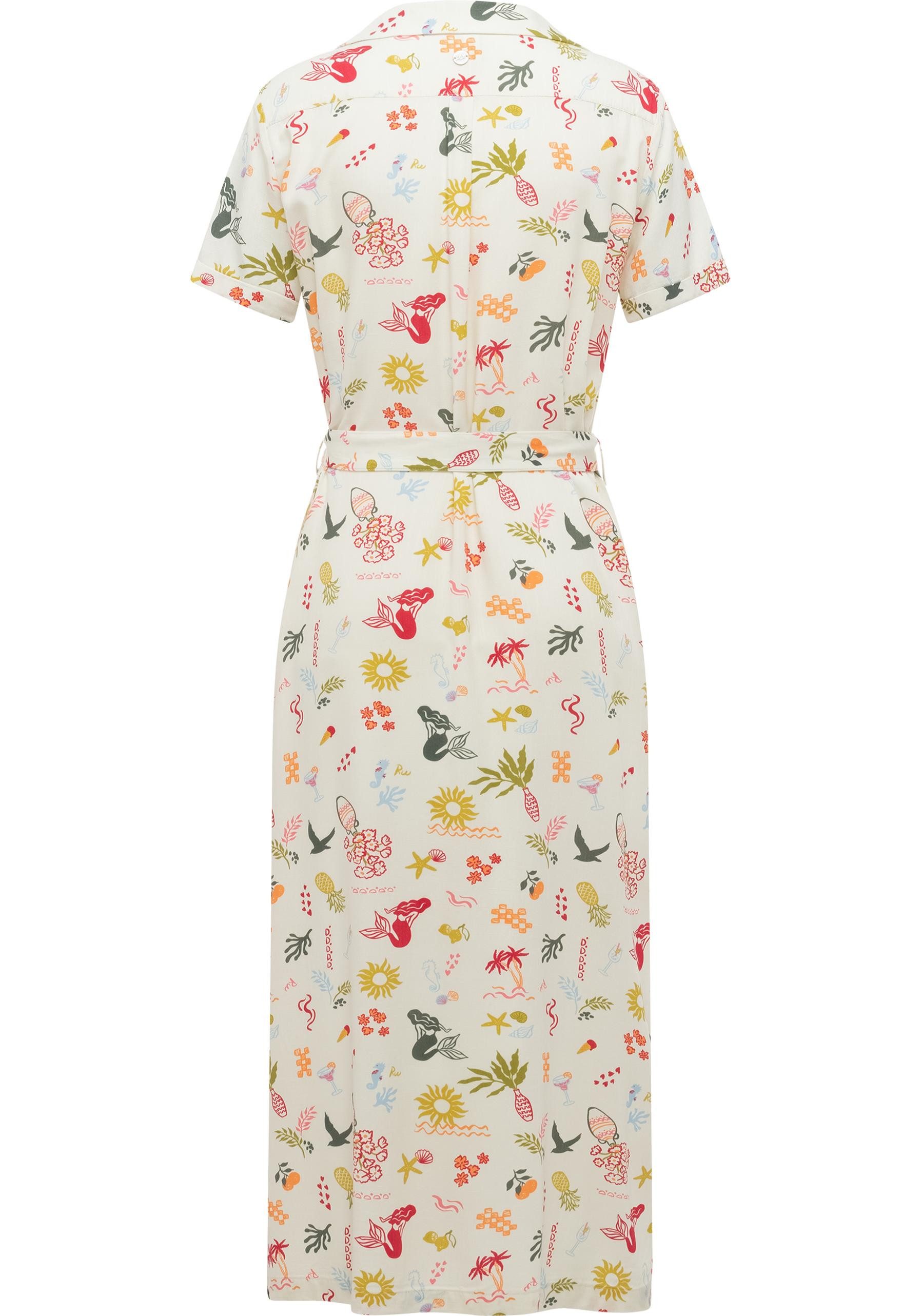 Ragwear Sommerkleid Sawira Long Print Gemustertes Midikleid mit Knopfleiste