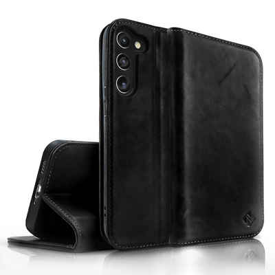 Nalia Flip Case Samsung Galaxy S23, Echt Leder Flip Case Hülle / Magnetverschluss / Premium Leather Case