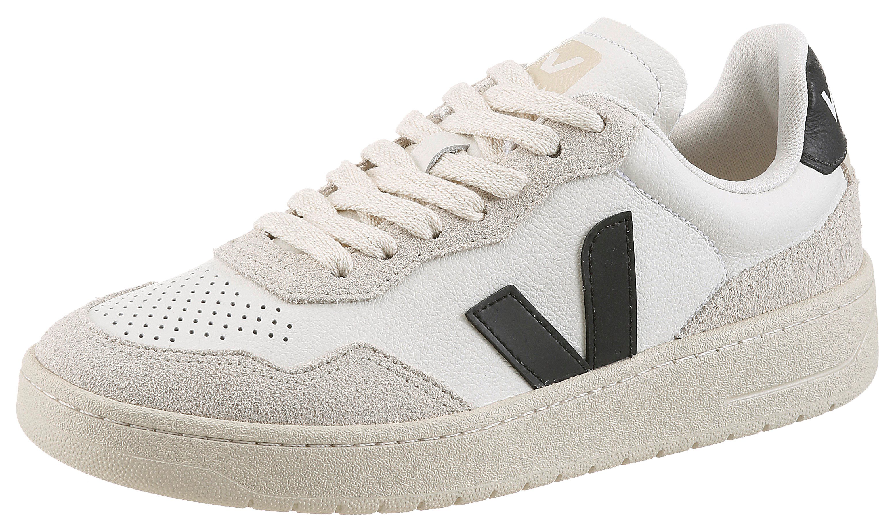 VEJA V-90 Sneaker Freizeitschuh, Schnürschuh mit Kontrastbestz an Ferse und Seite