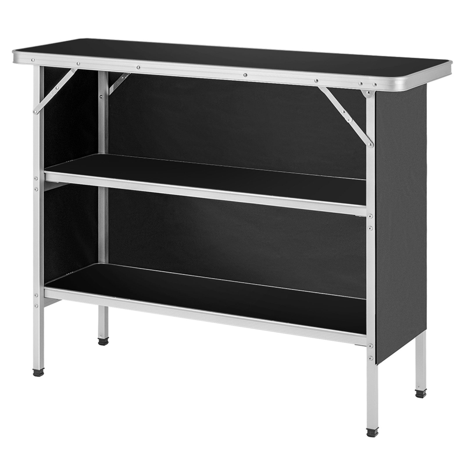 COSTWAY Campingtisch Klapptisch mit Stauraum, faltbar, 2 Regalen, aus Alu