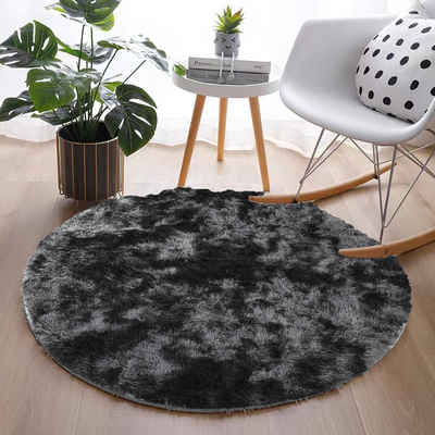 Hochflor-Teppich Runder Teppich Einfache Tie-Dye Seidenhaar Wohnzimmer Fußmatte, SOTOR, 120 Durchmesser kleiner runder Teppich