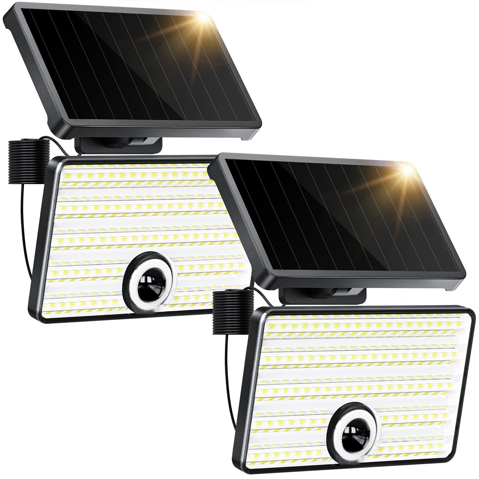 Elegear LED Gartenleuchte 2Pack Solarleuchte kühlweiß, integriert mAh, fest Modi, mit wechselbar, 2000 Wand, LED Batterie, Bewegungsmelder, LED 3