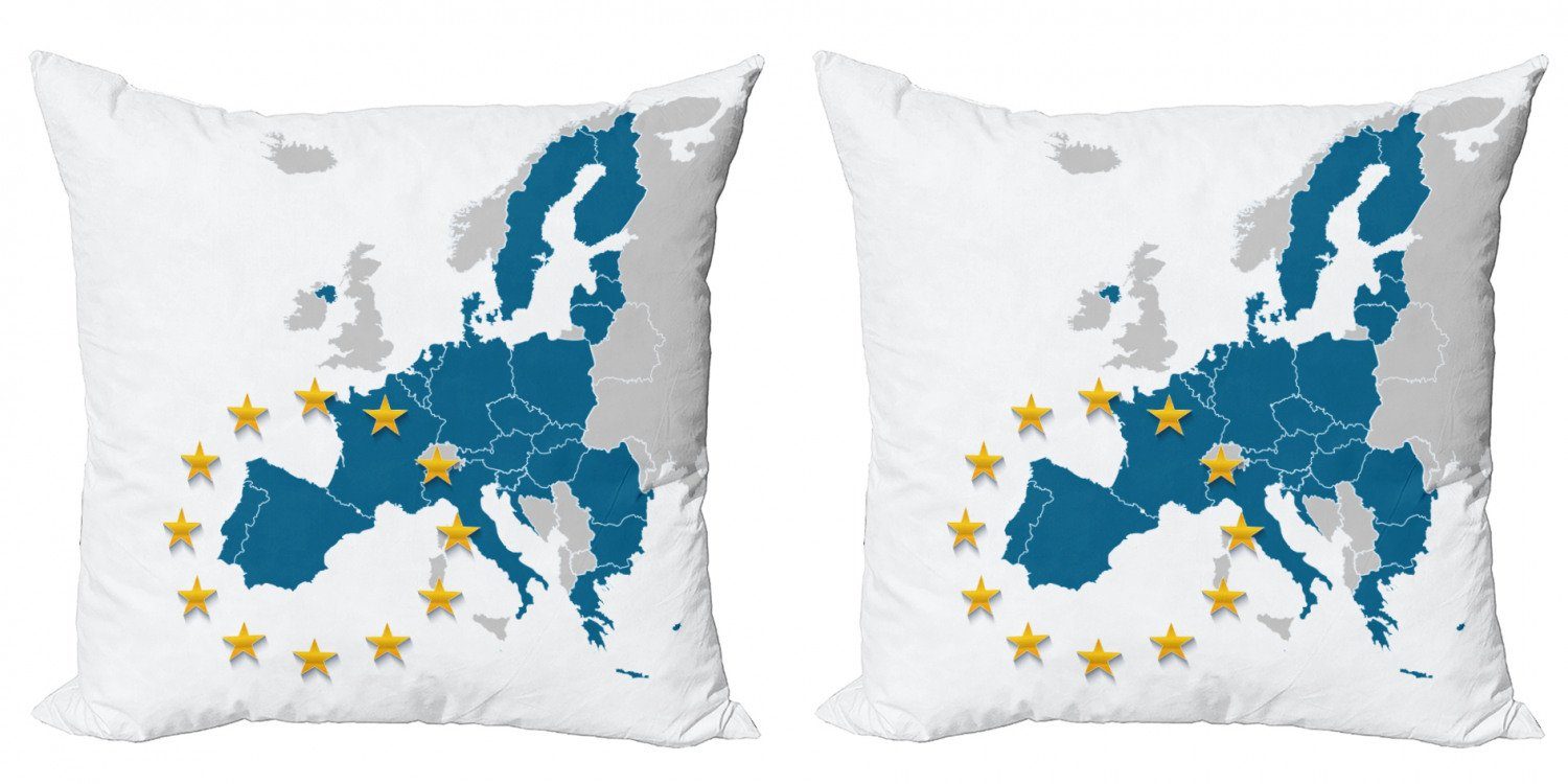 Kissenbezüge Modern Accent Doppelseitiger Digitaldruck, Abakuhaus (2 Stück), Europa Europäische Karte mit den Staaten