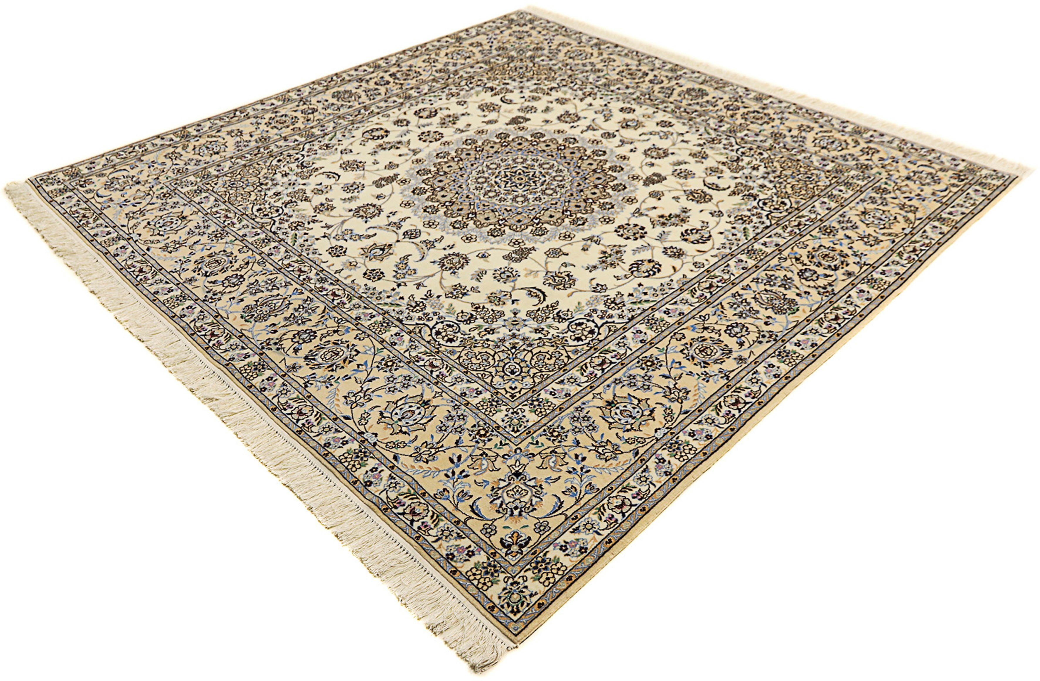 Orientteppich Perser - Nain - Premium quadratisch - 205 x 205 cm - beige, morgenland, quadratisch, Höhe: 6 mm, Wohnzimmer, Handgeknüpft, Einzelstück mit Zertifikat