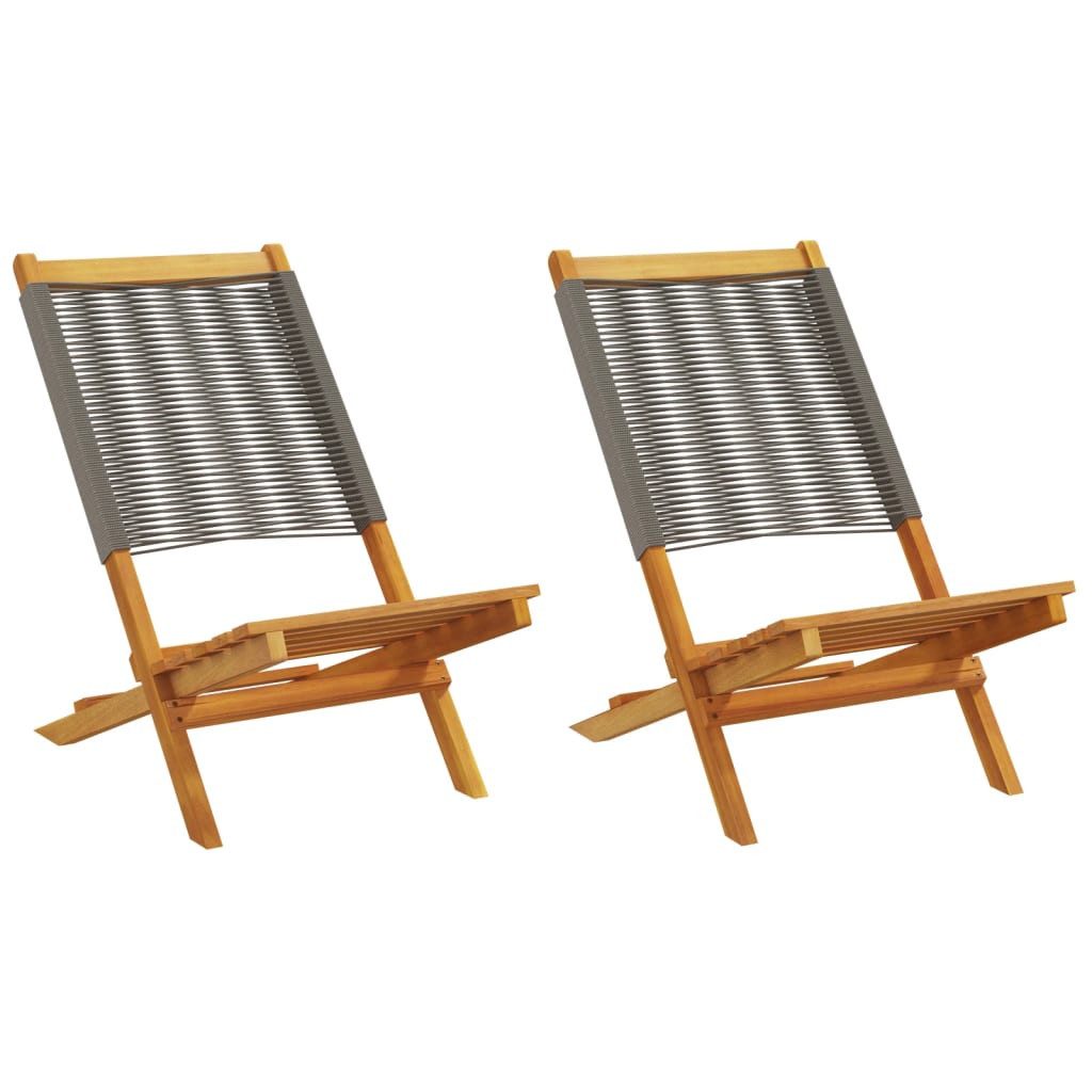 vidaXL Gartenstuhl Gartenstühle 2 Stk. Grau Massivholz und Polypropylen (2 St)