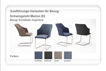 expendio Essgruppe Walter, (komplette Tischgruppe, Spar-Set, 5-tlg), weiß matt 120(160)x76 cm rund + 4x Stuhl Marion B3 Kunstleder graublau