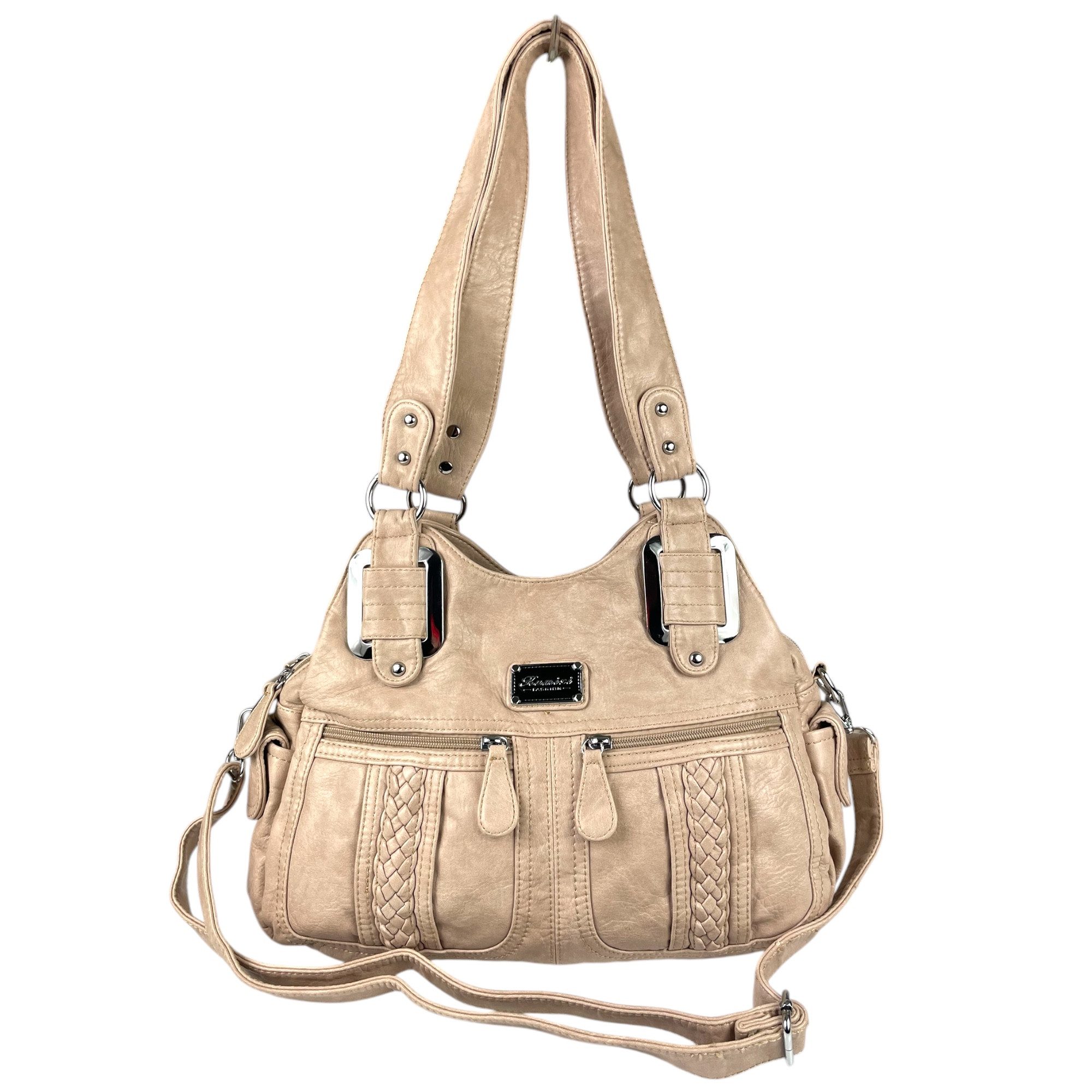 Taschen4life Schultertasche mittelgroße Damen Handtasche mit Fächern 0038, 2 Hauptfächer, mehrere kleine Fächer, abnehmb. Trageriemen