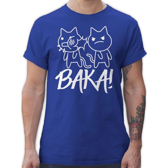Shirtracer T-Shirt Baka! mit Katzen - weiß - Anime Merch - Herren Premium T-Shirt anime shirt herren - tshirt mit katzen - manga merch