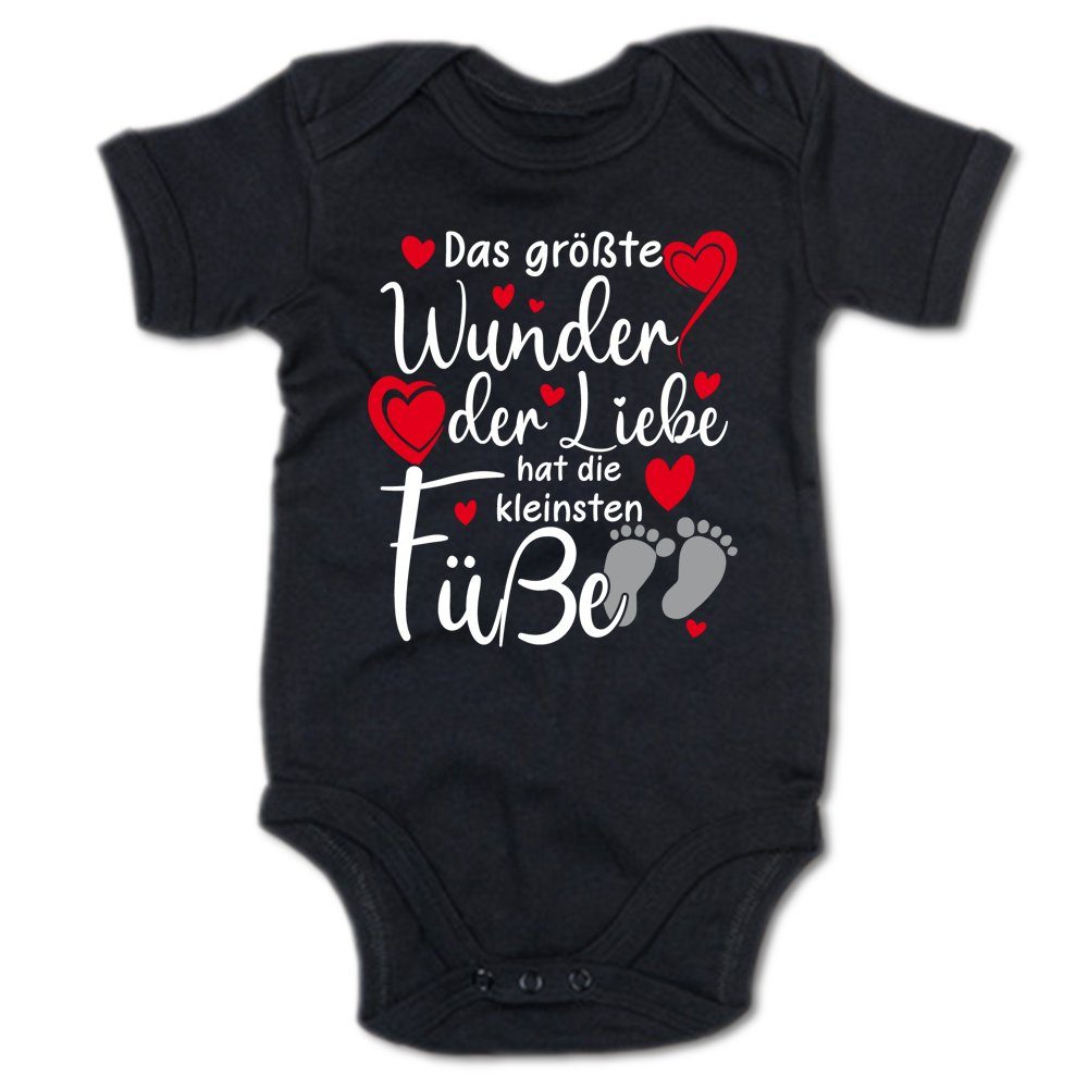 G-graphics Kurzarmbody Das größte Wunder der Liebe hat die kleinsten Füße Baby Body mit Spruch / Sprüche / Print / Motiv