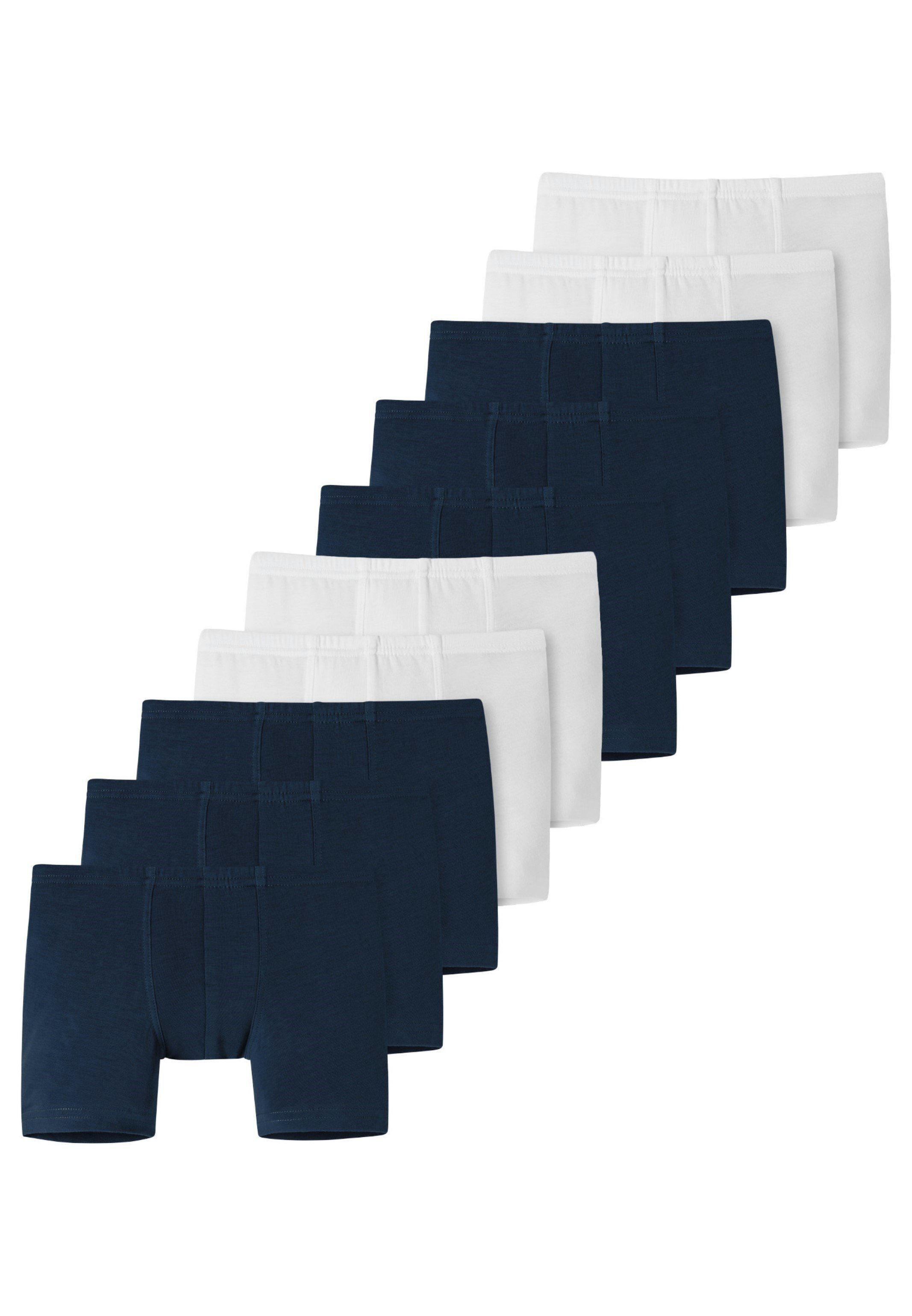 - Retro Ohne Schiesser 10er Retro Cotton Pant / Pack Kids Eingriff 95/5 - Blau Boys (Spar-Set, / Weiß Boxer Organic Short 10-St) Baumwolle -