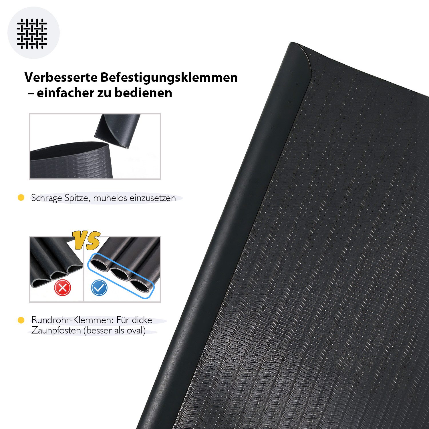 Sekey Sichtschutzstreifen PVC Sichtschutzstreifen blickdicht Sichtschutz Rolle 35/50m x 19cm, Nur 0,6 € pro Meter für Doppelstabmatten Zaun, inkl. Clips – Bild 4 von 5