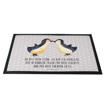 Fußmatte 60 x 90 cm Pinguin Liebe - Grau Pastell - Geschenk, große Liebe, Ehef, Mr. & Mrs. Panda, Höhe: 0 mm