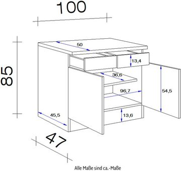 Flex-Well Unterschrank Bergen (B x H x T) 100 x 85 x 50 cm, für viel Stauraum