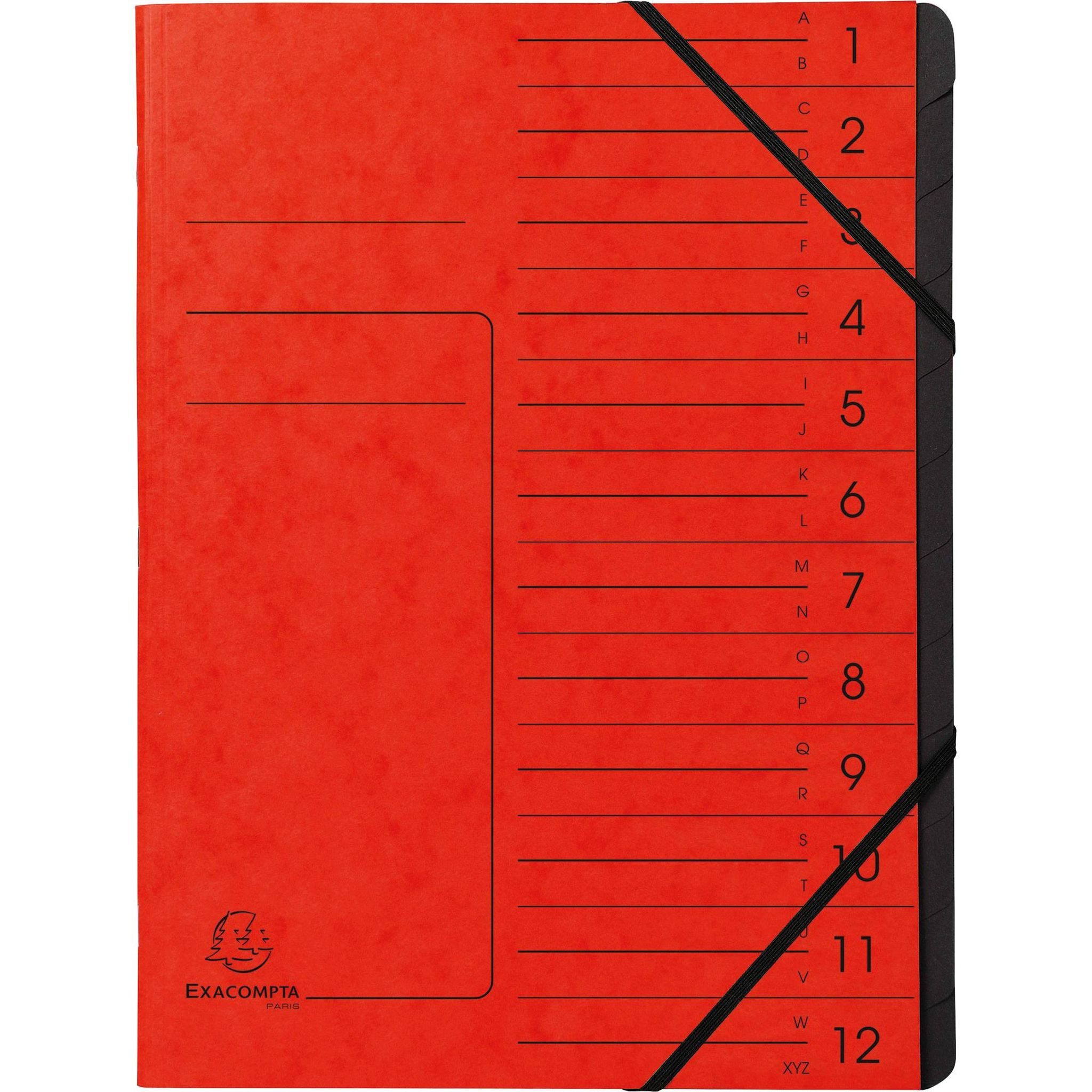 EXACOMPTA Organisationsmappe Exacompta EXACOMPTA Ordnungsmappe - 12 Fächer, A4, Karton, rot