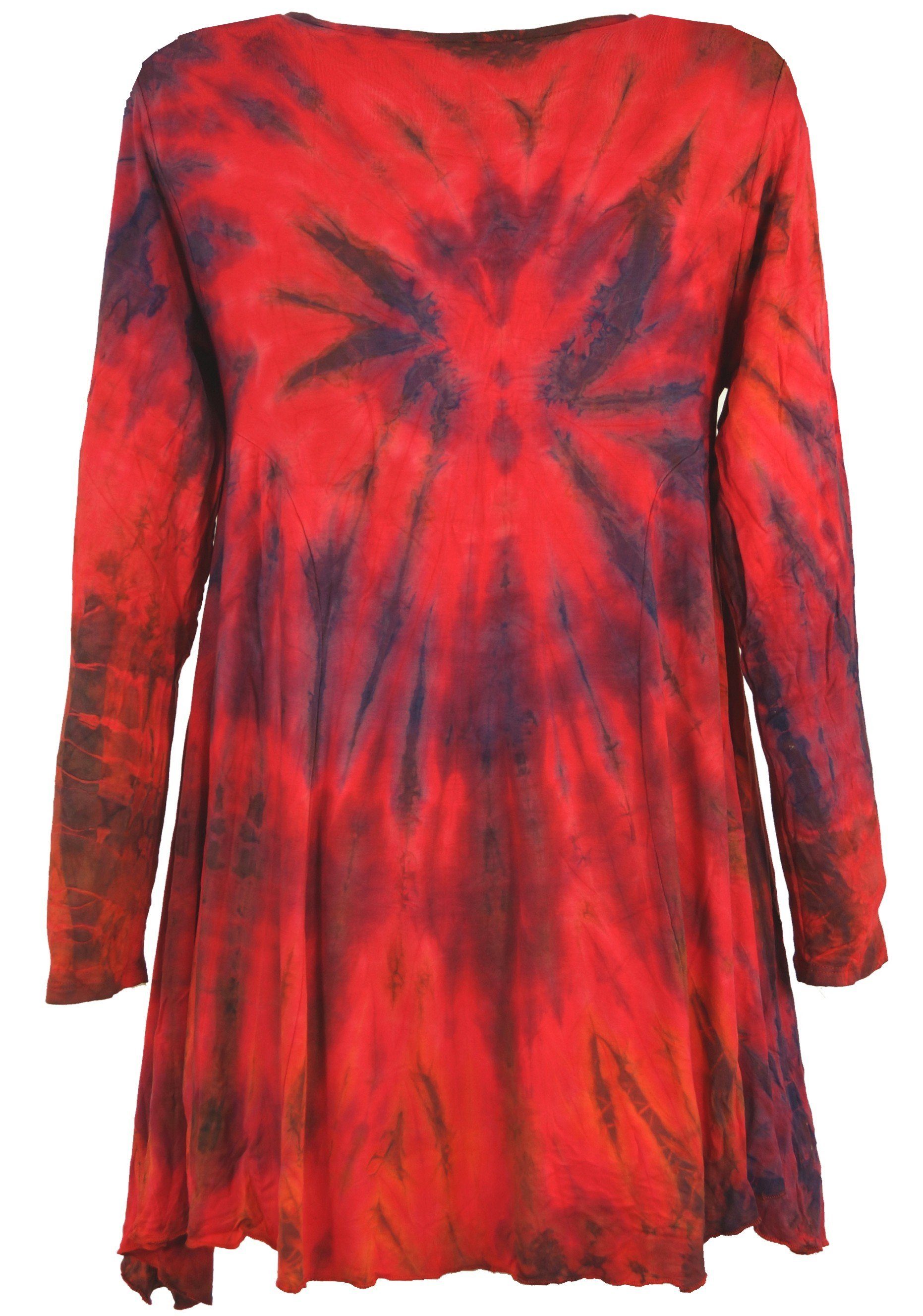 Guru-Shop Midikleid Batik Minikleid, Langarm Boho günstig online kaufen