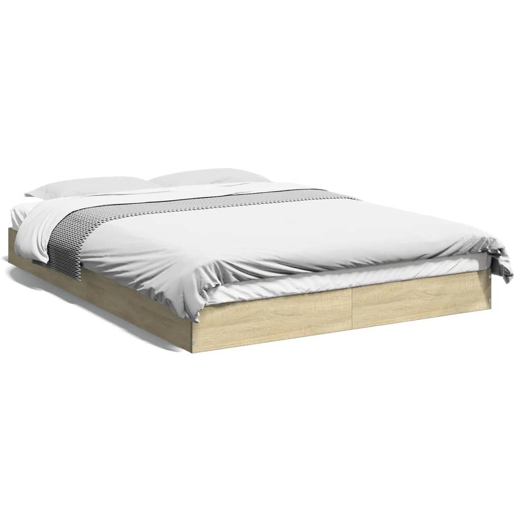 vidaXL Bettgestell, Bettrahmen Sonoma-Eiche 140x200 cm Holzwerkstoff