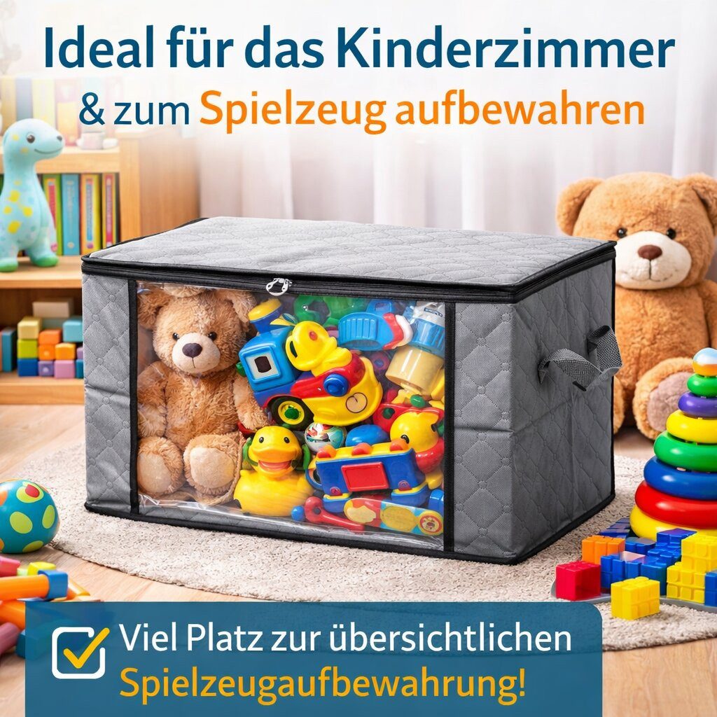 BigDean Aufbewahrungsbox 6 Stück Aufbewahrungstaschen 90L mit Sichtfenster (Set, 6 St., Aufbewahrungstaschen), Atmungsaktives Vlies-Geweb, Stabiler Zwei-Wege-Reißverschluss