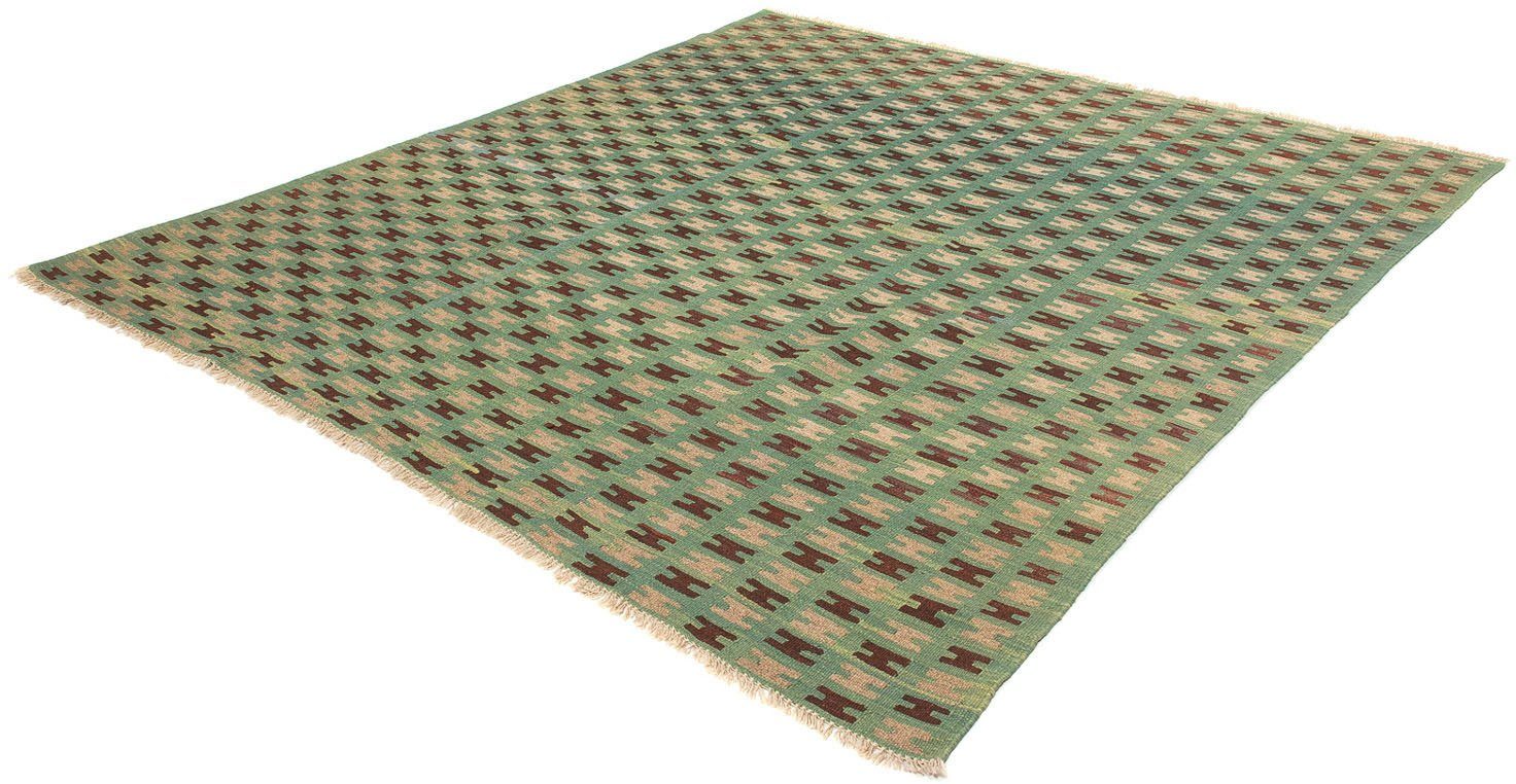 Wollteppich Kelim - Oriental quadratisch - 207 x 200 cm - dunkelgrün, morgenland, quadratisch, Höhe: 6 mm, Wohnzimmer, Einzelstück