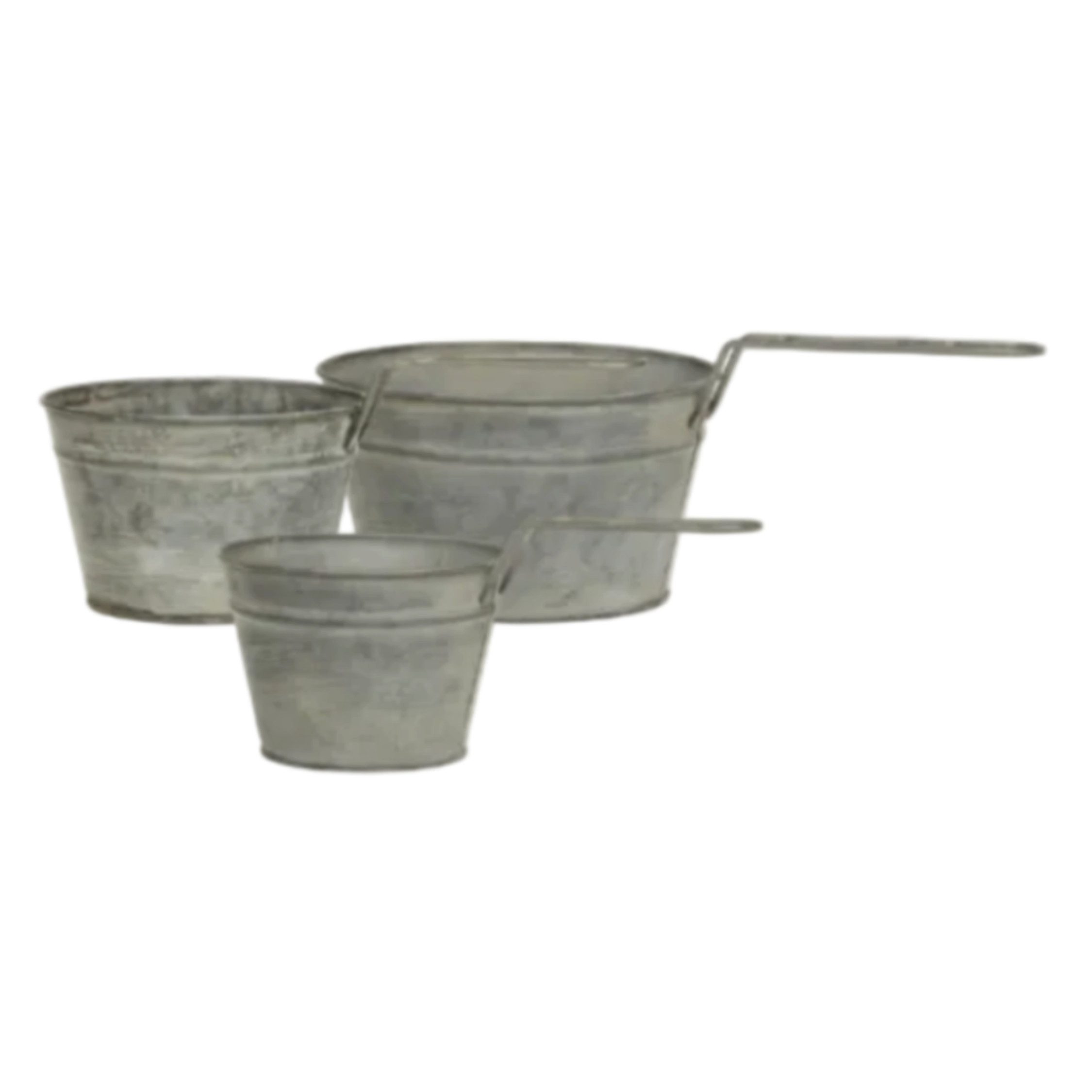 Chic Antique Dekovase Chic Antique Blumentöpfe mit Griff – 3er Set aus Antique Zink