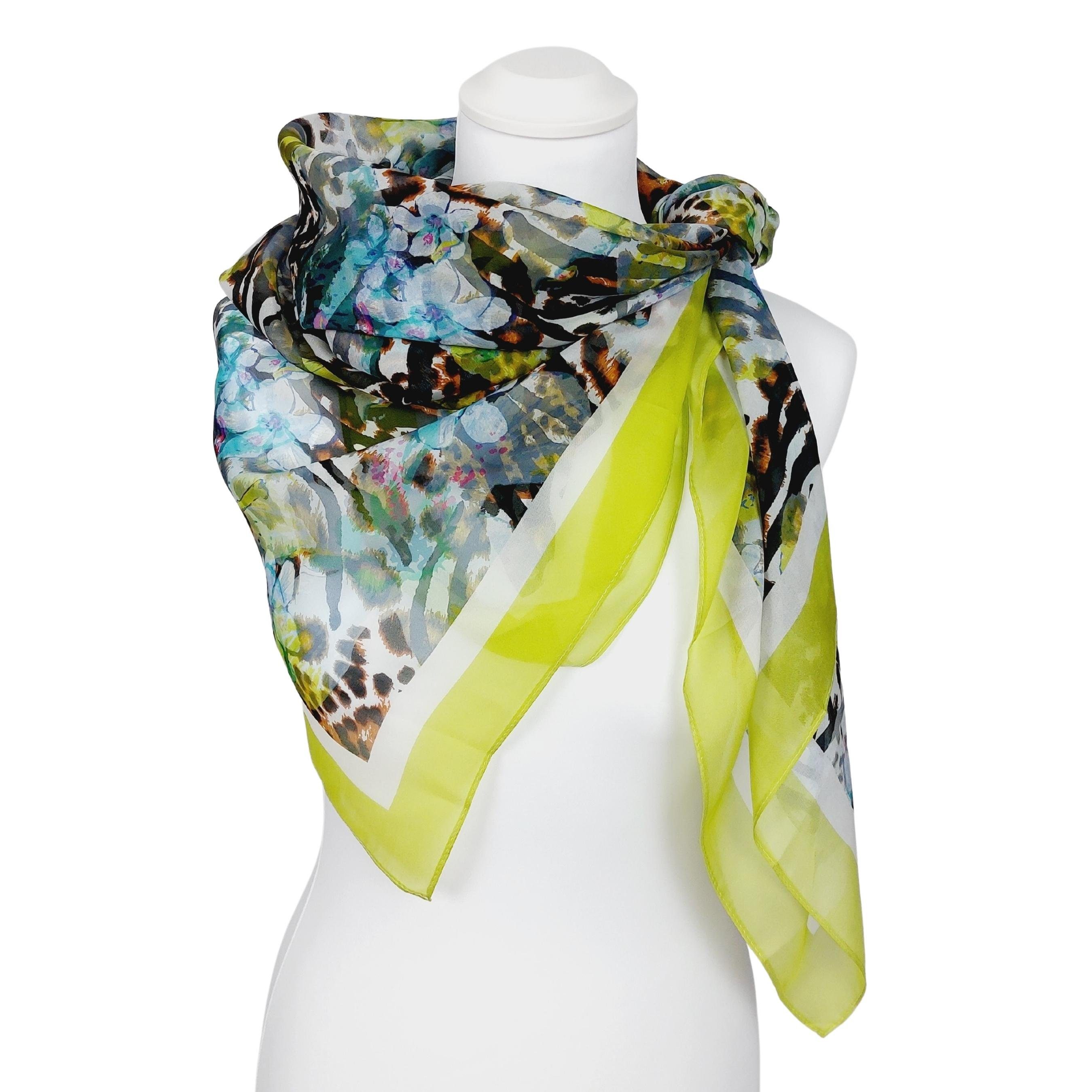 TINITEX Seidentuch Seidentuch Halstuch Floralprint Lilien afrikanisch