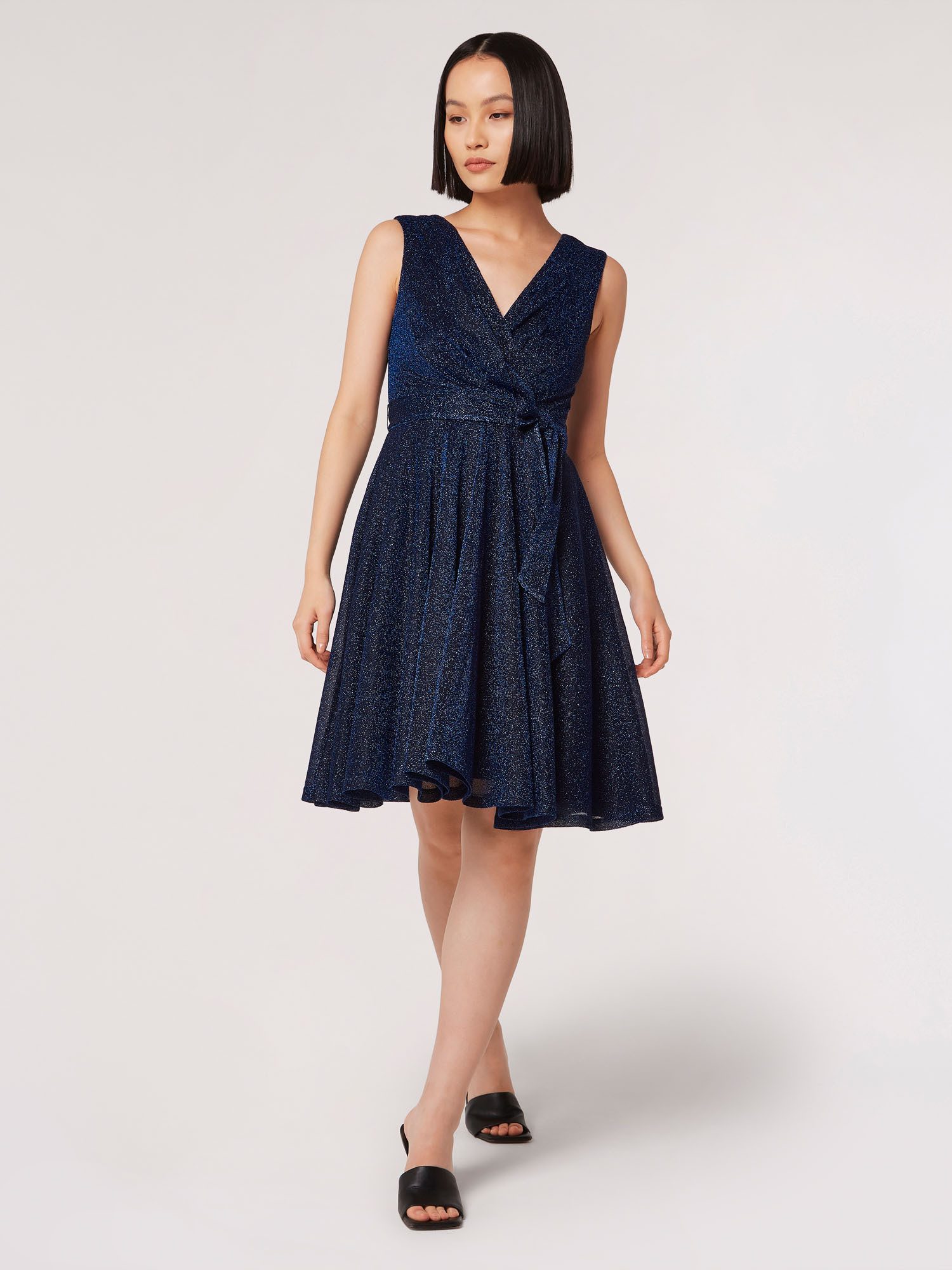 Apricot Partykleid Skaterkleid (2-tlg) mit Taillenband und Lurex